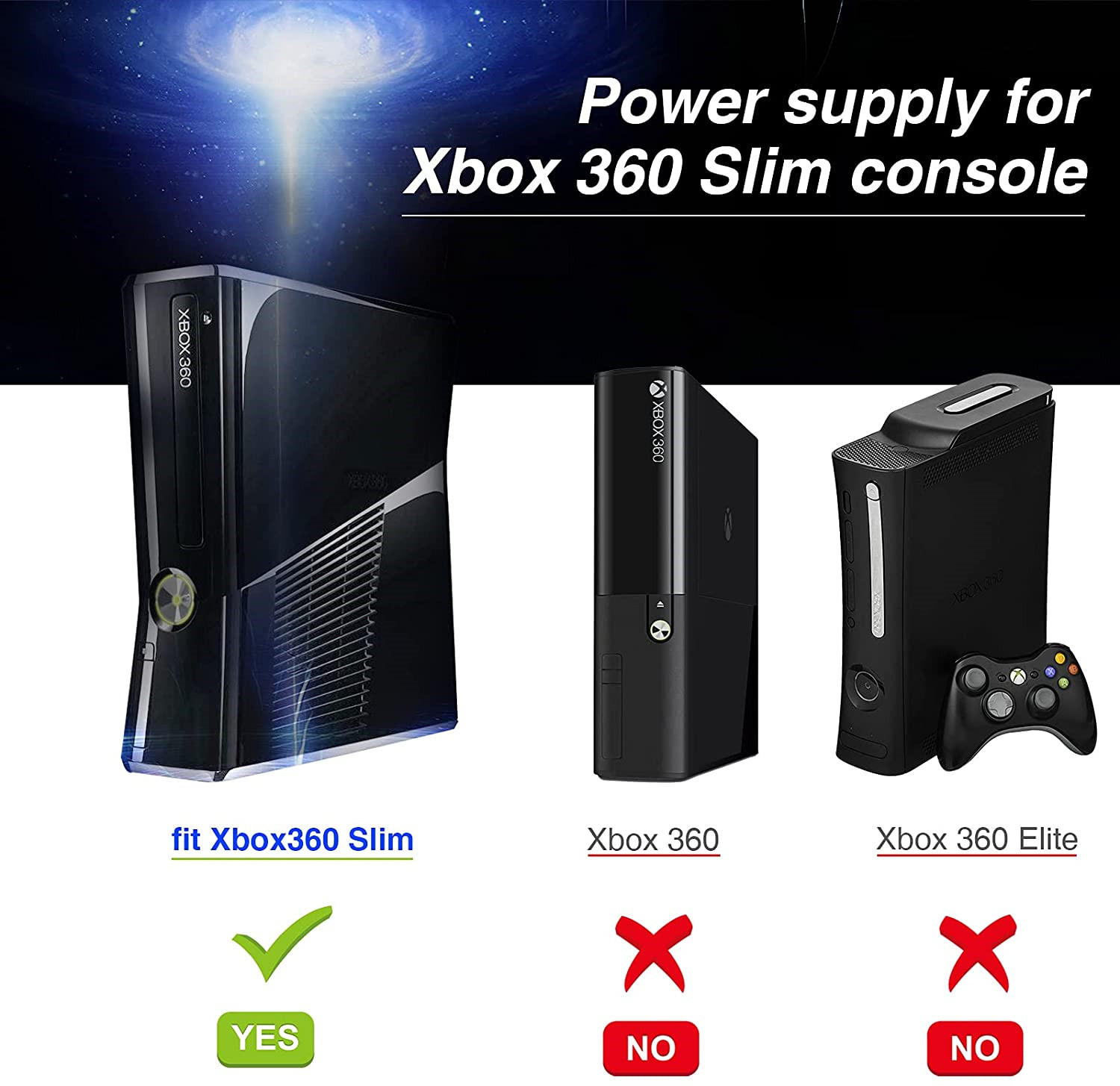 New SLIM AC Power Supply Brick Charger Adapter Cable Cord for Microsoft Xbox 360