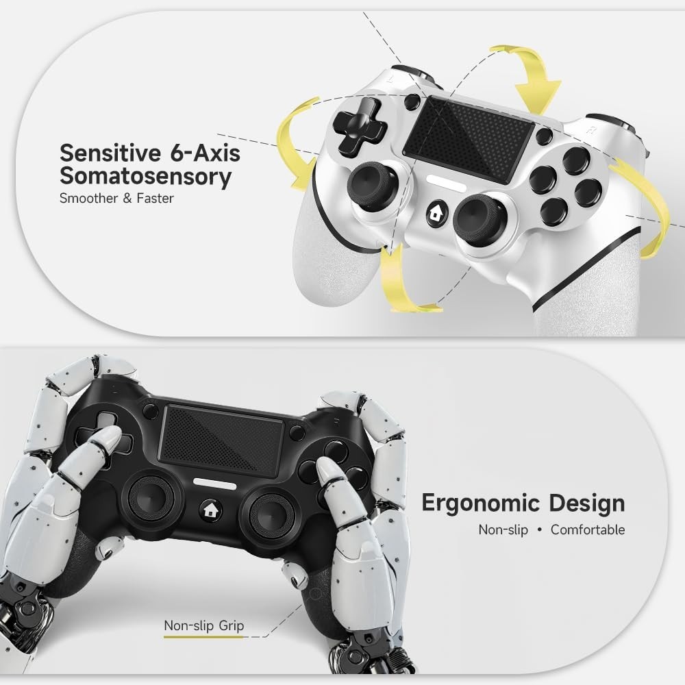Two Pack PS4 Controllers – Ergonomic Wireless Design with USB-C Cable Included