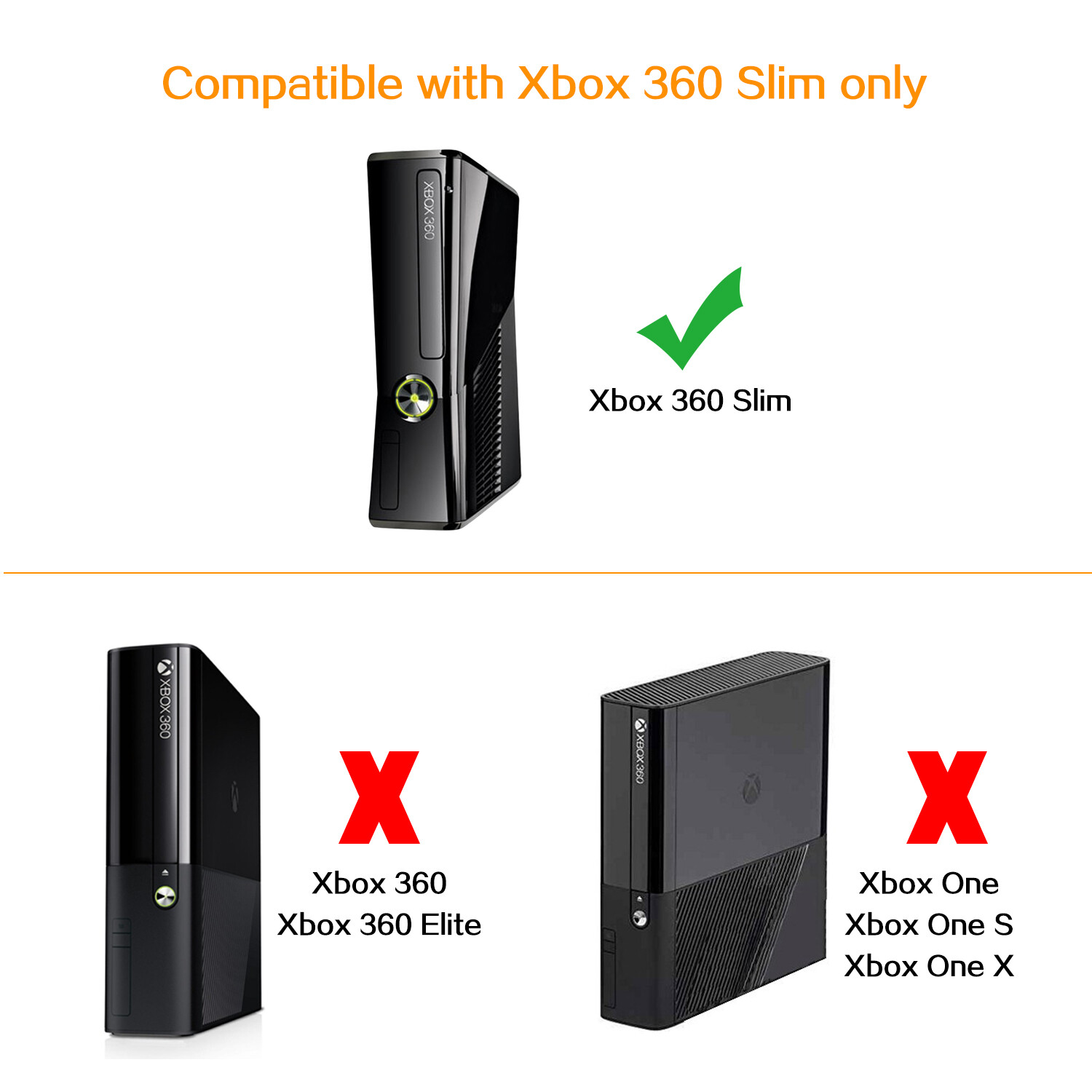 For Xbox 360 Slim Console Power Supply Brick AC Adapter Charger with Power Cord