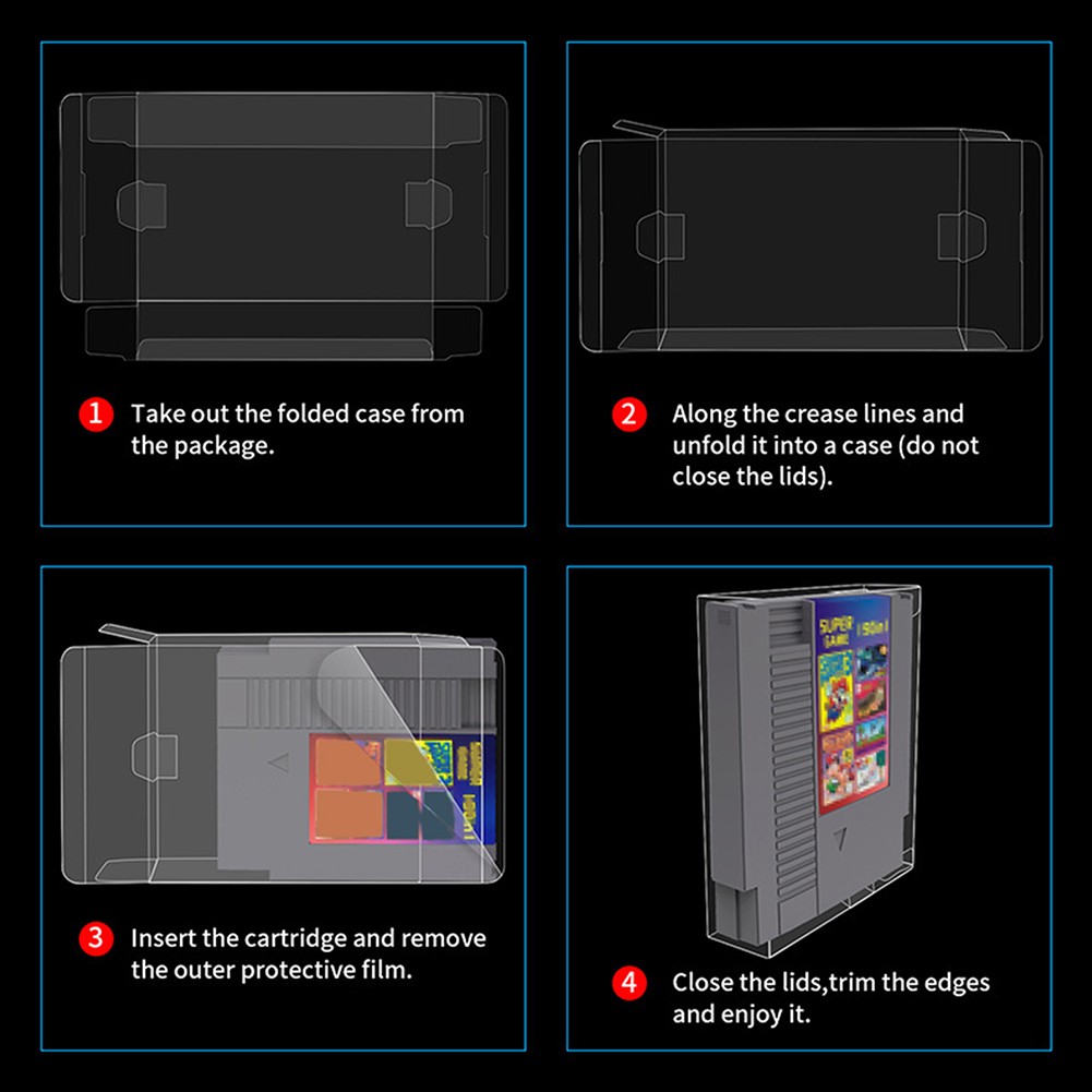 50PACK Protector Box Protection Case Sleeve for Nintendo NES Game Cartridge