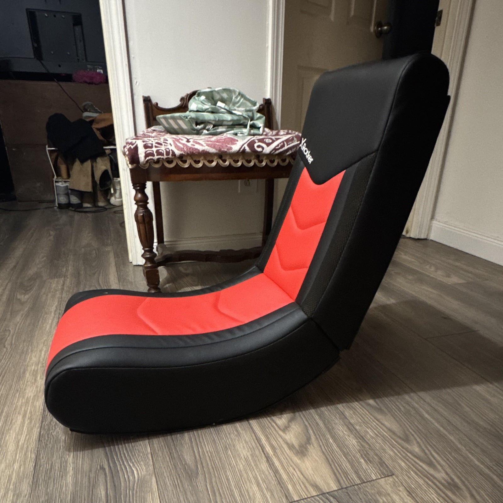 X Rocker Folding Floor Rocker Gaming Chair, Black/Red, Multi-Platform