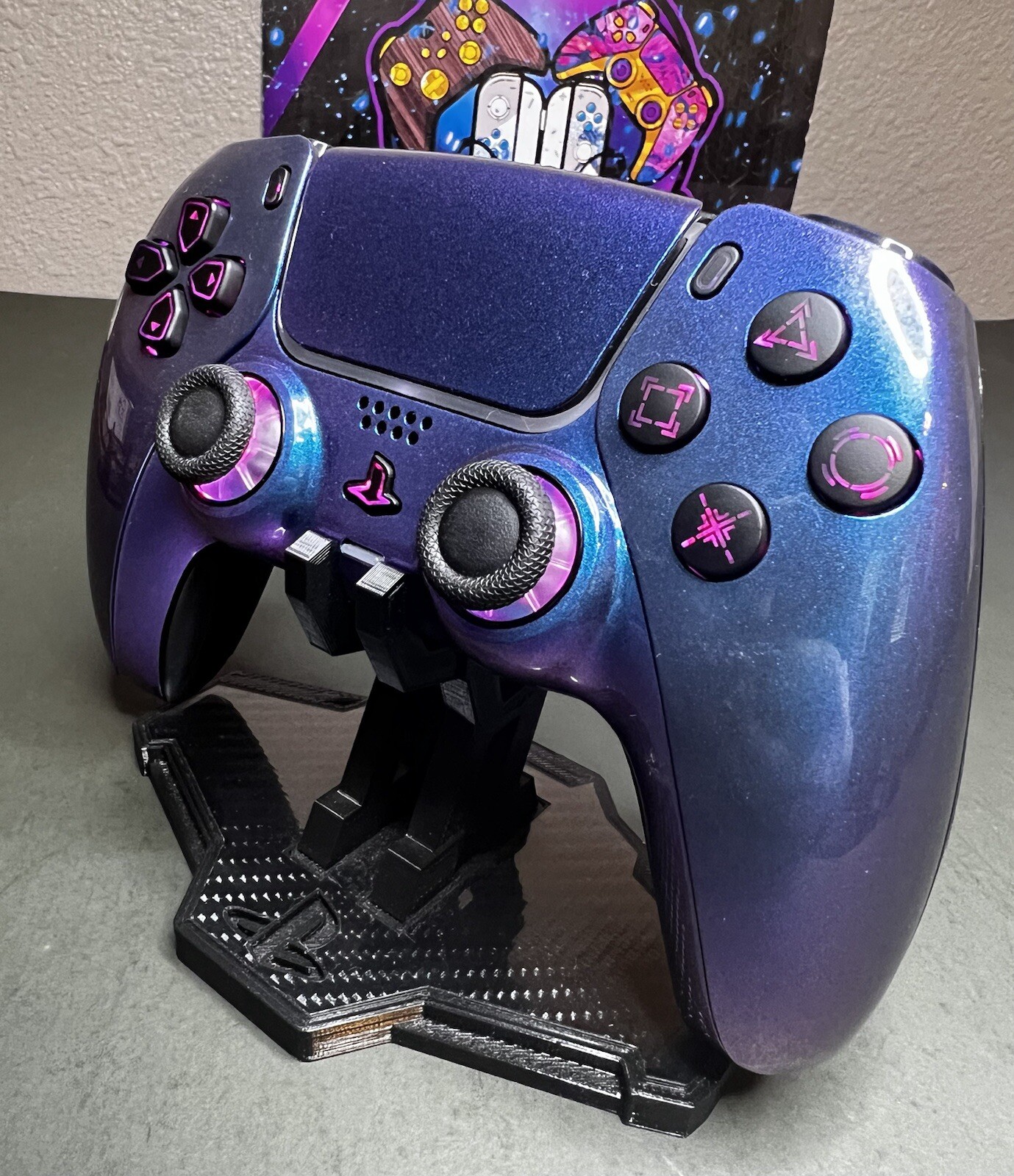 Two-Tone Chameleon Blue – RGB LED – Custom Wireless Controller for PS5 Or PC