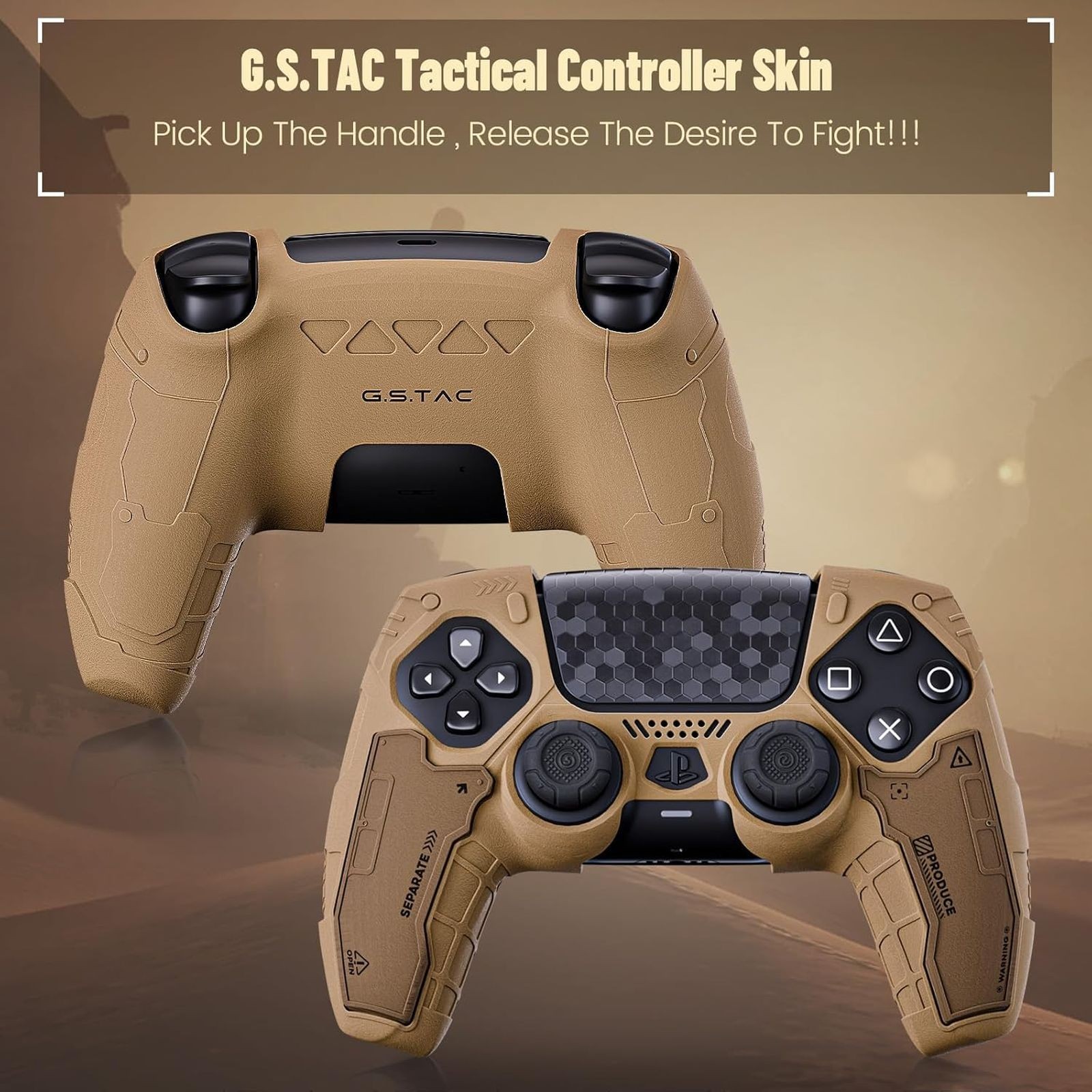 GeekShare G.S.TAC Tactical PS5 Controller Skin Case+Thumb Grips+Sticker Yellow