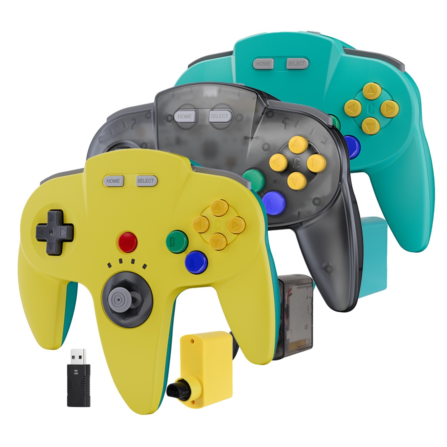 Wireless N64 Controller Gamepad & Adapter with Rumble Pak for Nintendo 64 System