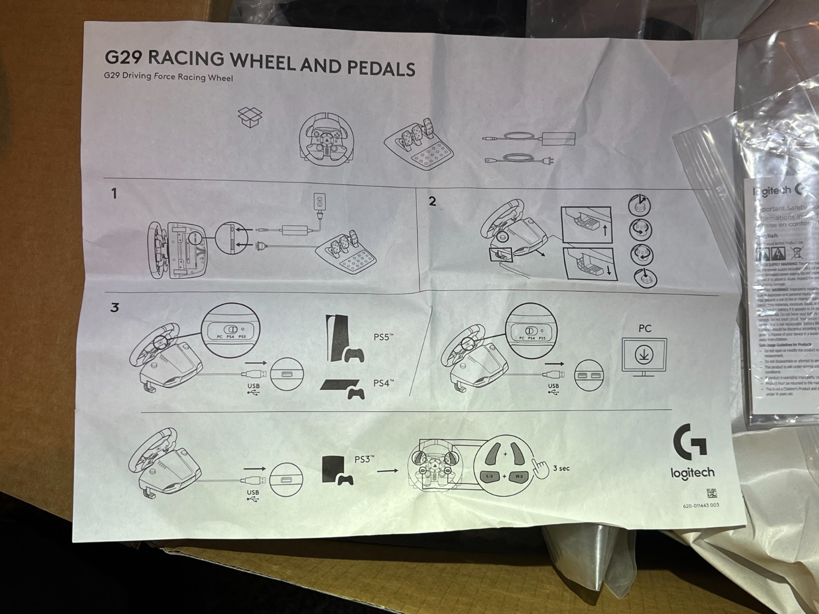 NEW – Logitech G29 Driving Force Racing Wheel – Playstation 3/4/5/PC (Open Box)