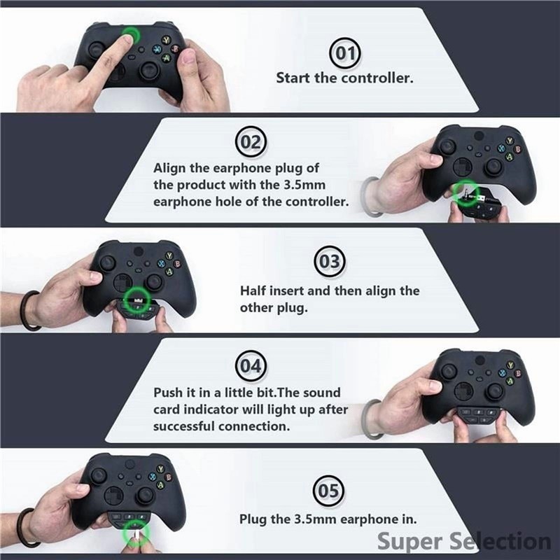 Gaming Headset Adapter 3.5mm Jack With Volume Control For Console Controllers