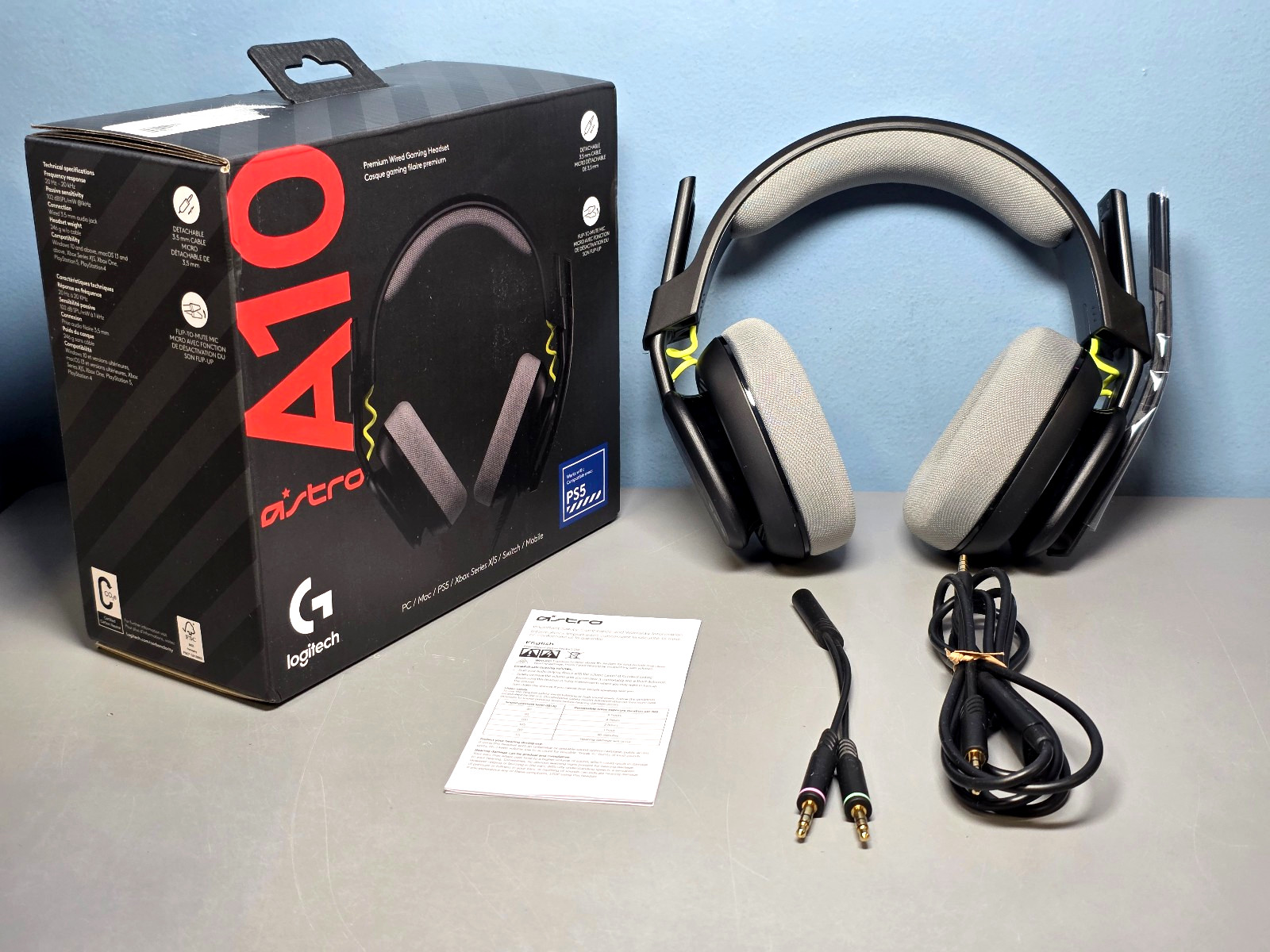Logitech Astro A10 Premium Wired Gaming Headset In-Line Volume Control