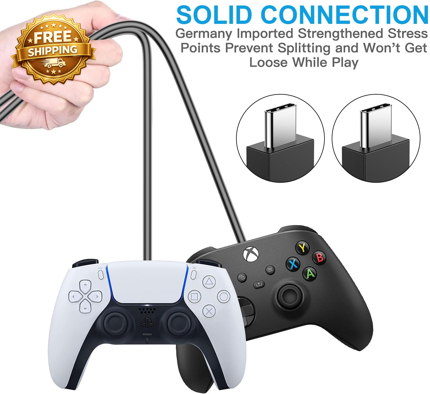 PS5 Controller Charger 2 Pack 5FT OEM Original 3A Fast Charging Cable USB C