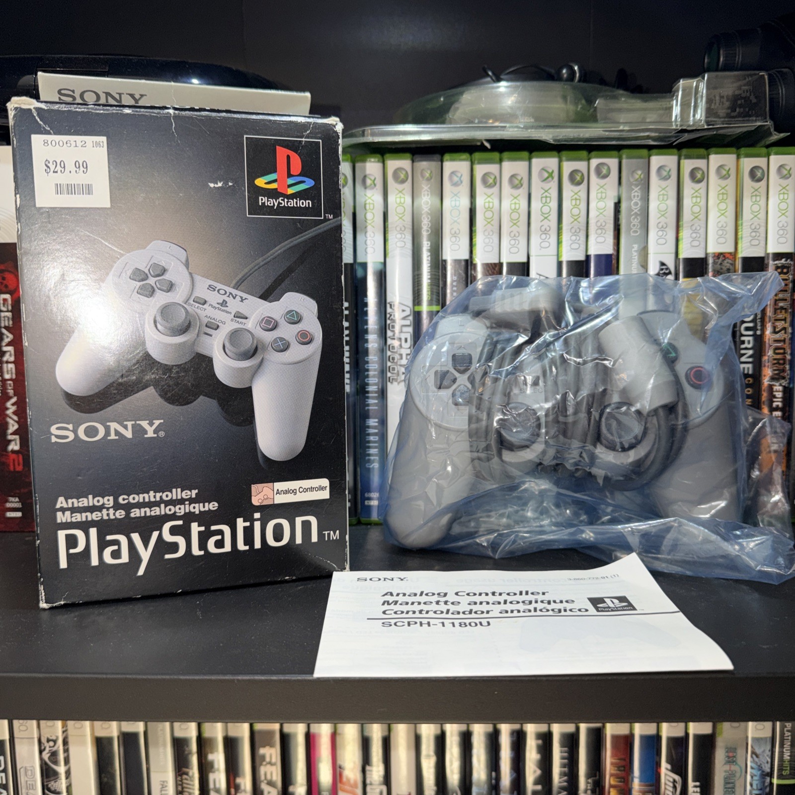 Sony PlayStation PS1 Concave ANALOG Controller SCPH-1180 Tested CIB RARE