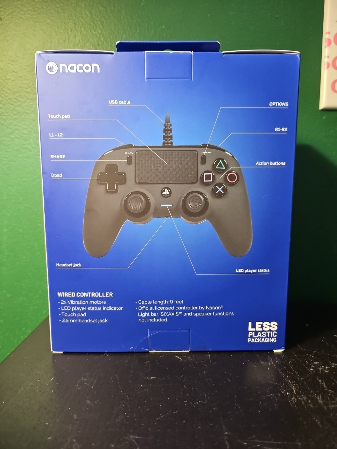 Nacon Wired Controller for PlayStation 4 PS4 and PC Black NEW SEALED
