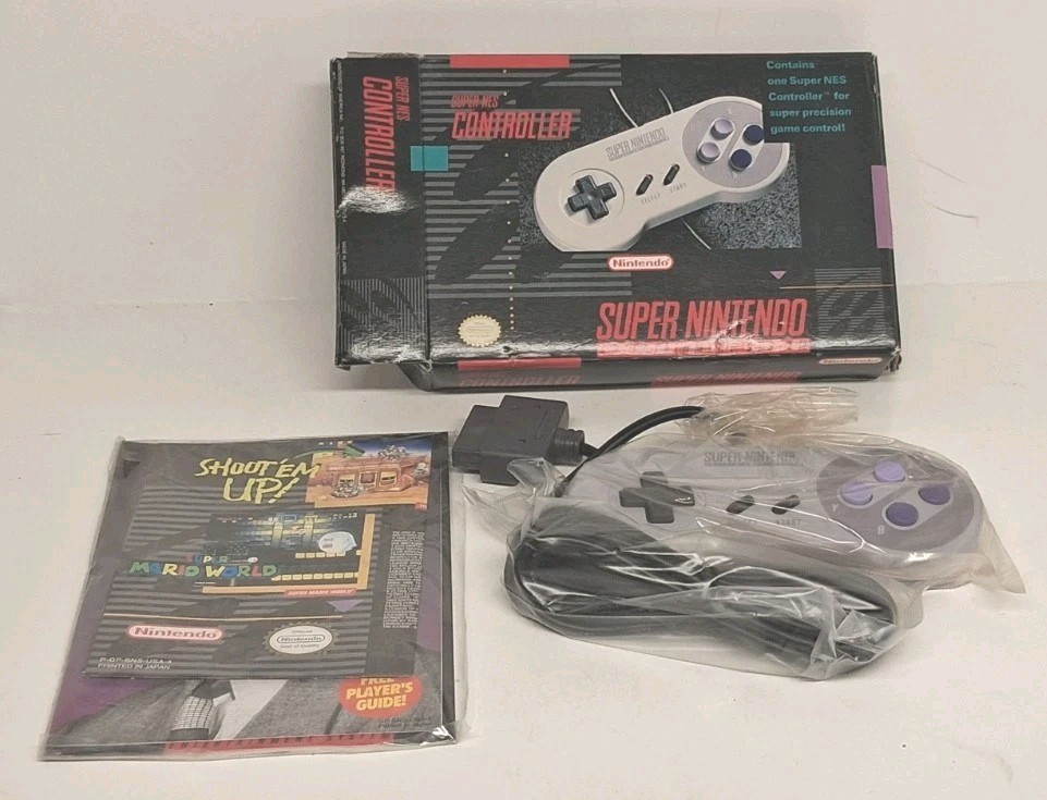 Super Nintendo SNS-005 SNES Original Controller In Box CIB Authentic Read