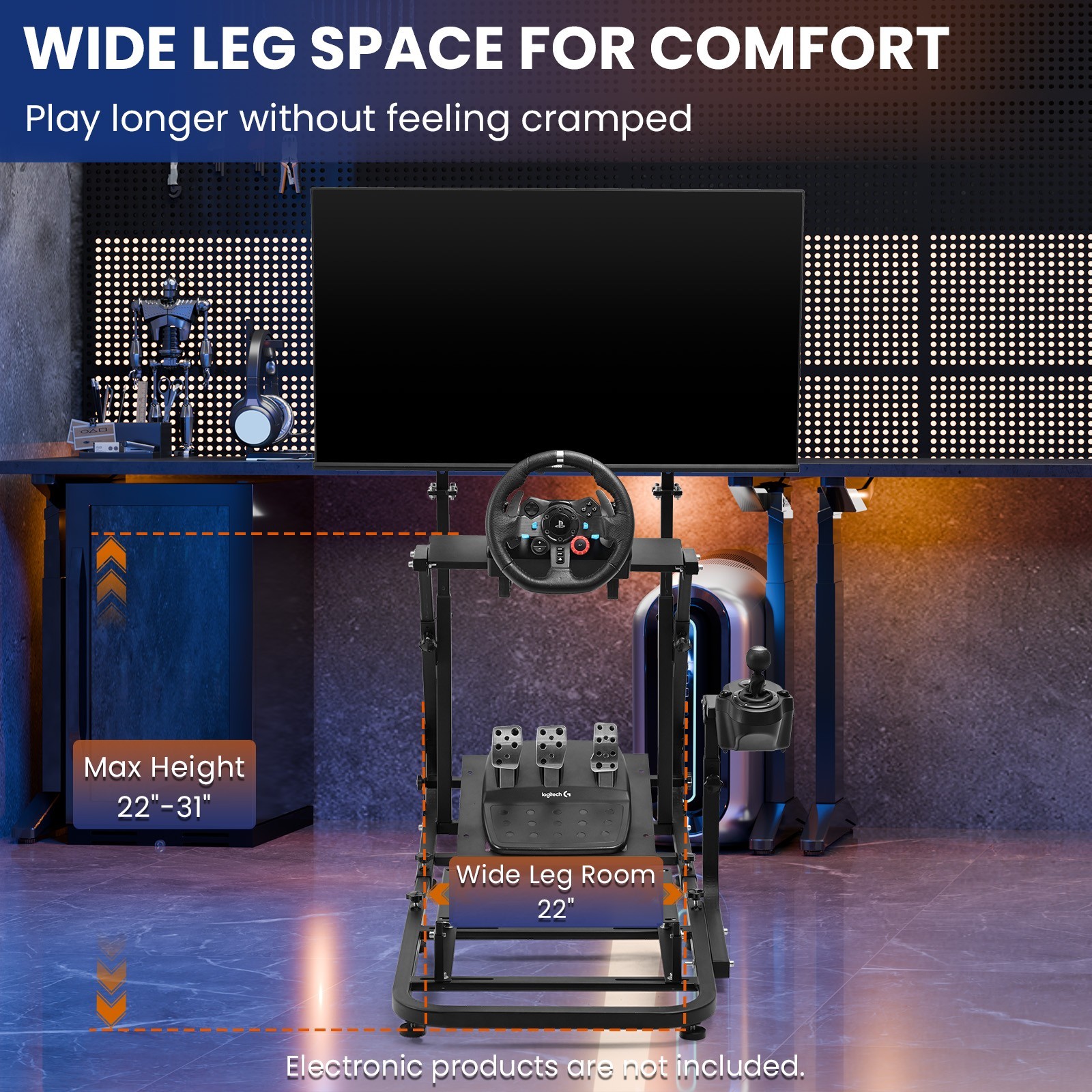 Minneer Racing Sim Cockpit Wheel Stand with Monitor Stand Fit Logitech Fanatec