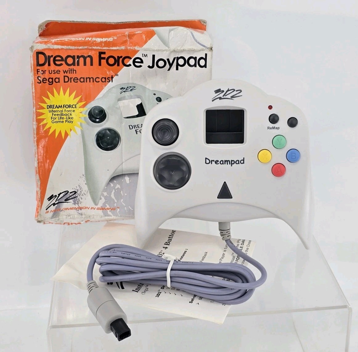 SEGA DREAMCAST 3D2 Dream Force Joypad – Controller W/Button Remap – White – NEW