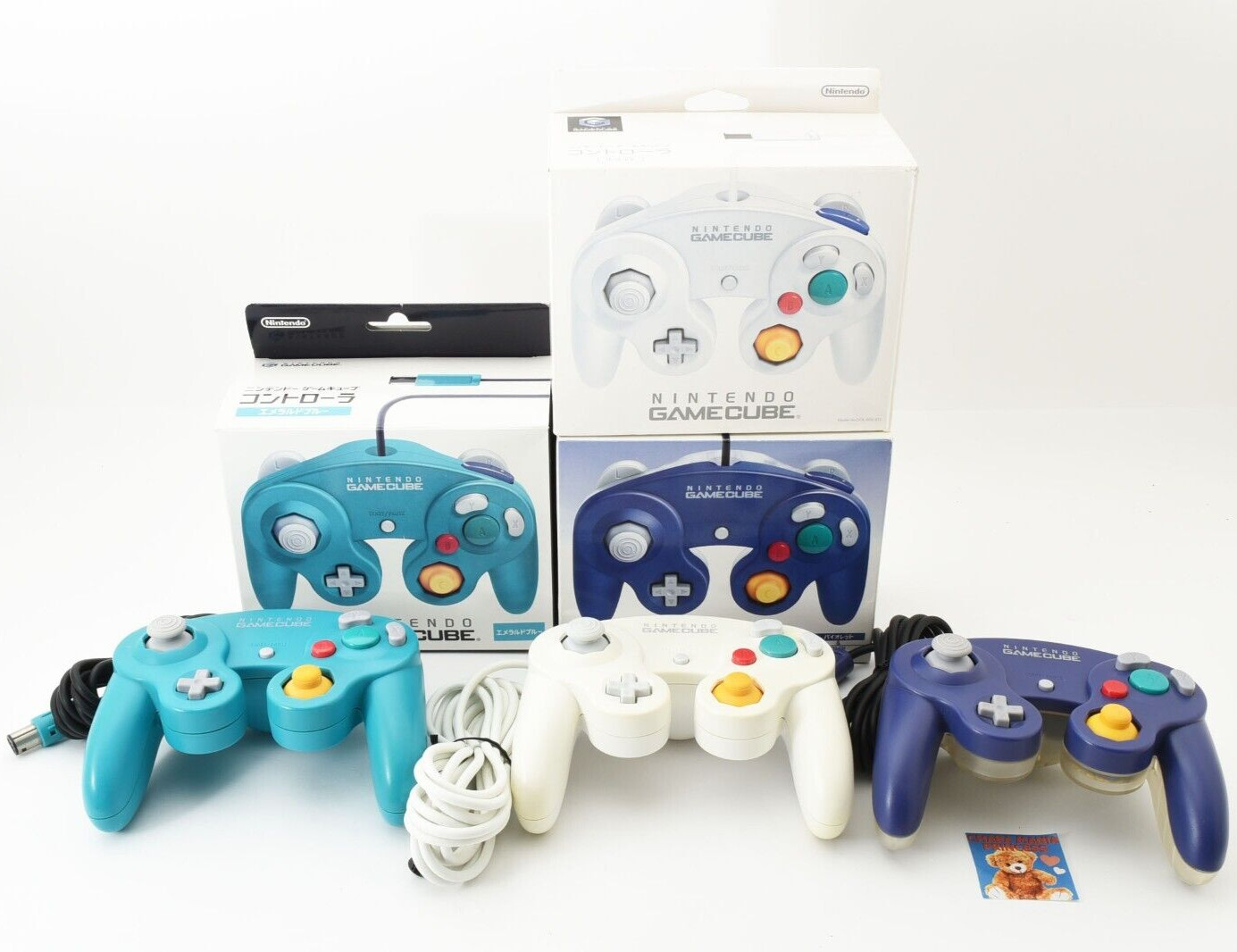 Lot 3 Nintendo GameCube Controller White Emerald Blue Violet Clear w/Box Japan