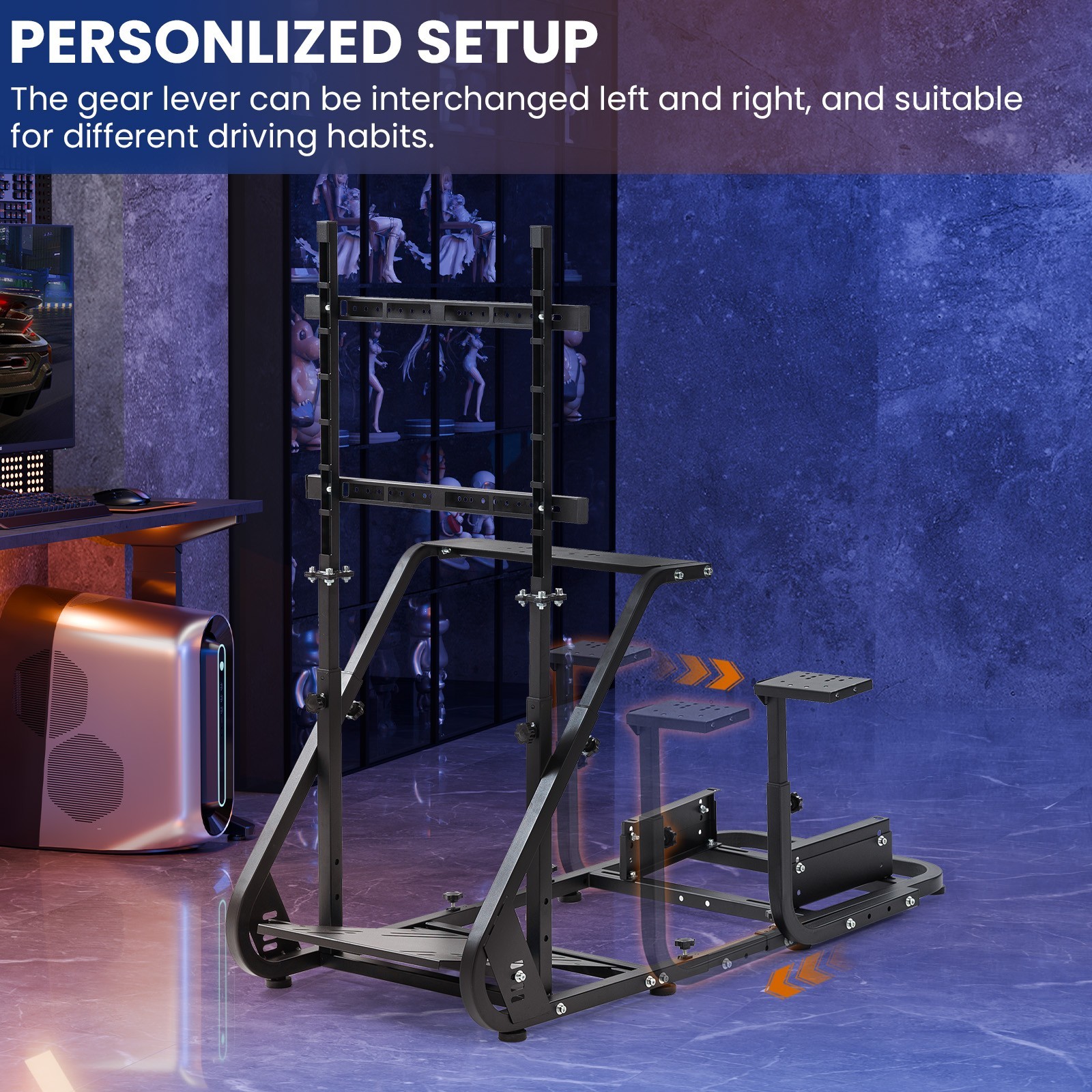 Minneer Racing Sim Cockpit Wheel Stand with Monitor Stand Fit Logitech Fanatec