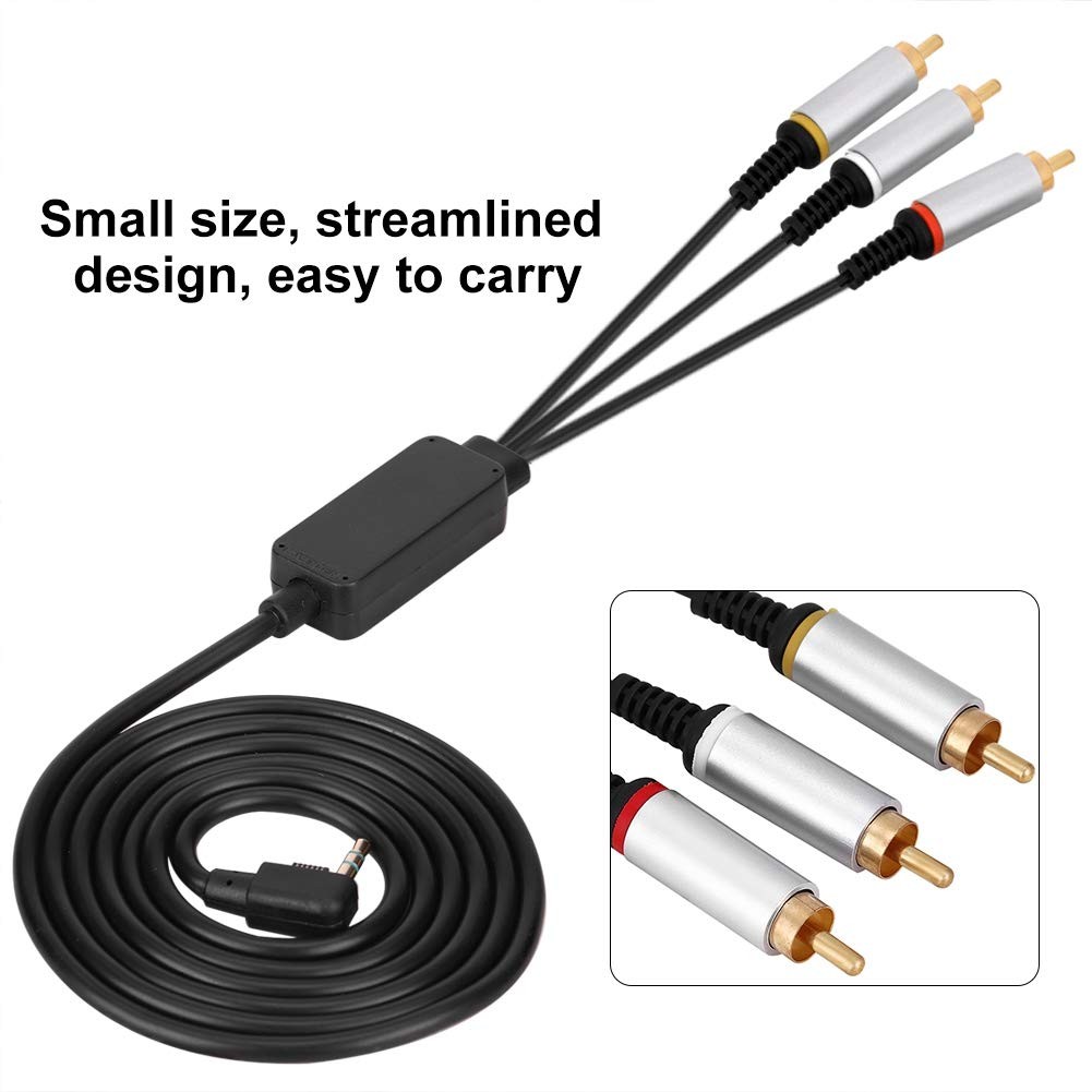 AV Cable 1.5M Component ABS TV Cord Audio Video for PSP2000 Small, Black