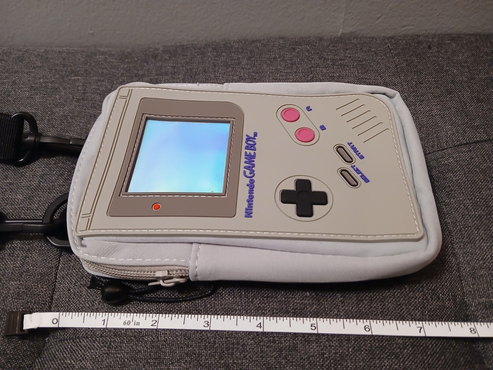 Nintendo Game Boy Design Adjustable Crossbody Shoulder Bag Gray Canvas