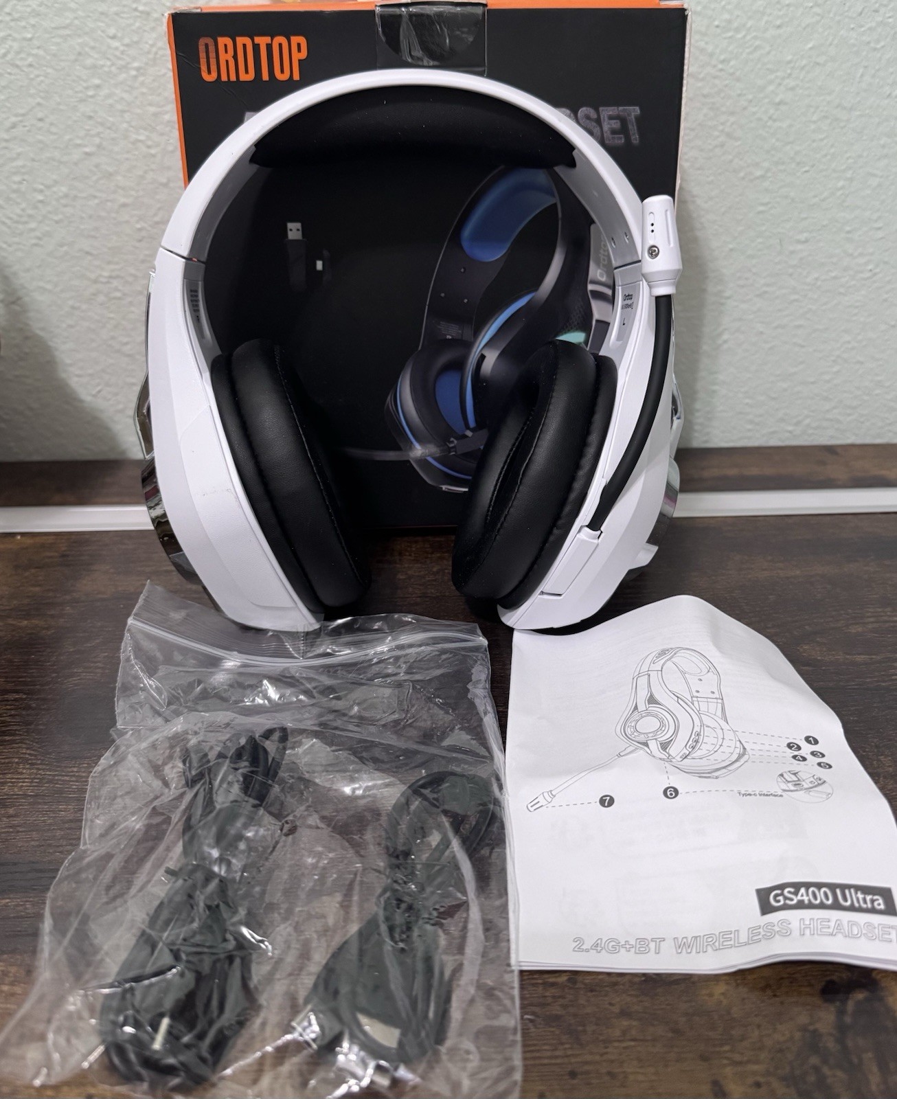 ORDTOP GS400 Ultra Wireless/Wired Gaming Headset, Surround Sound, Noise Cancel