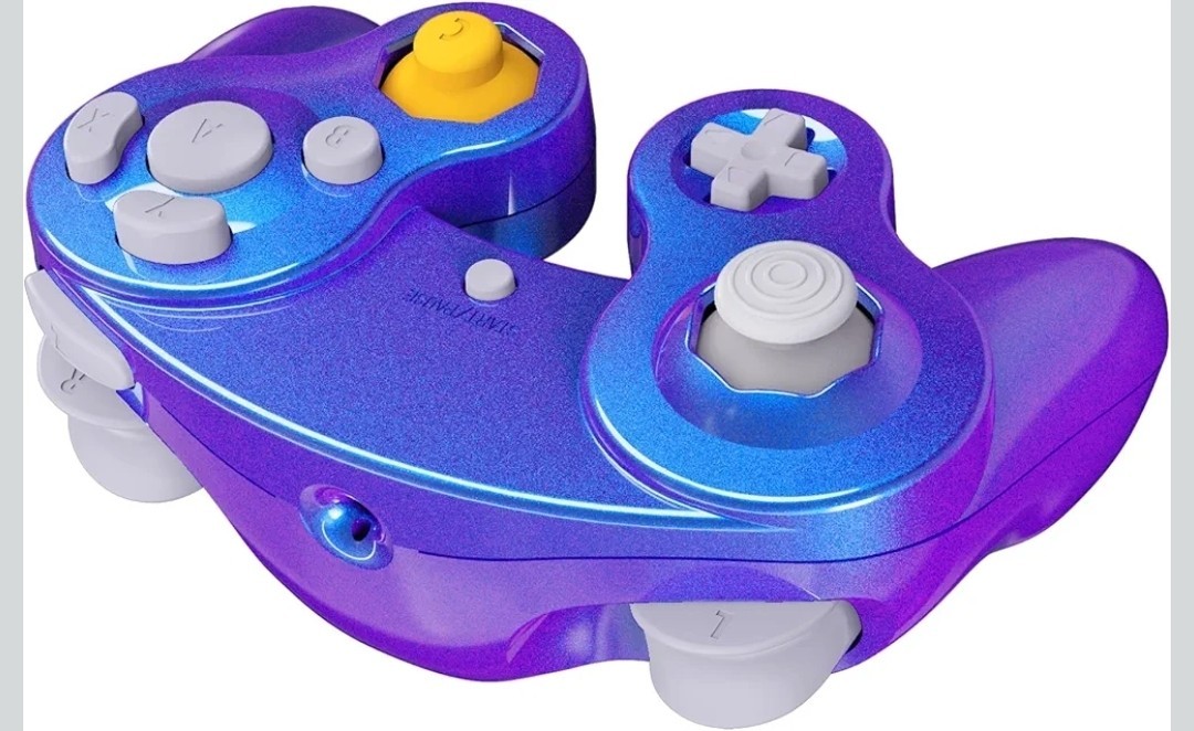 2x GameCube Controller DOL-003 – eXtremeRate Chameleon Purple Shell – 10ft Cable