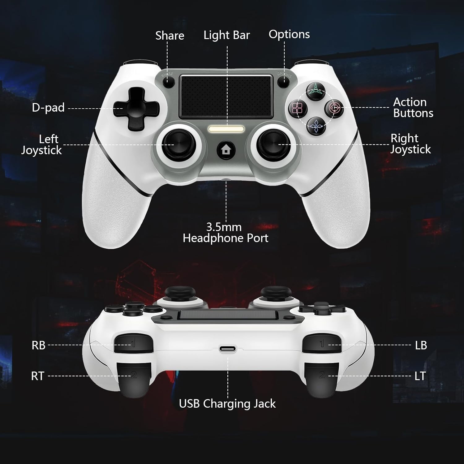 Wireless Controller Dual Vibration Built in Speaker PS4 Pro Slim 3.5mm Jack