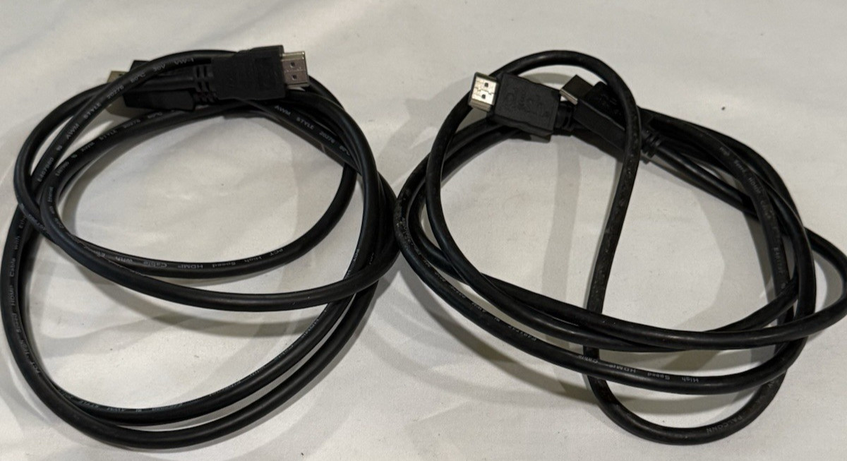 Set of 2 6 Foot High Speed Ethernet Black HDMI Cable One is Dish 6 FT HDMI CORD