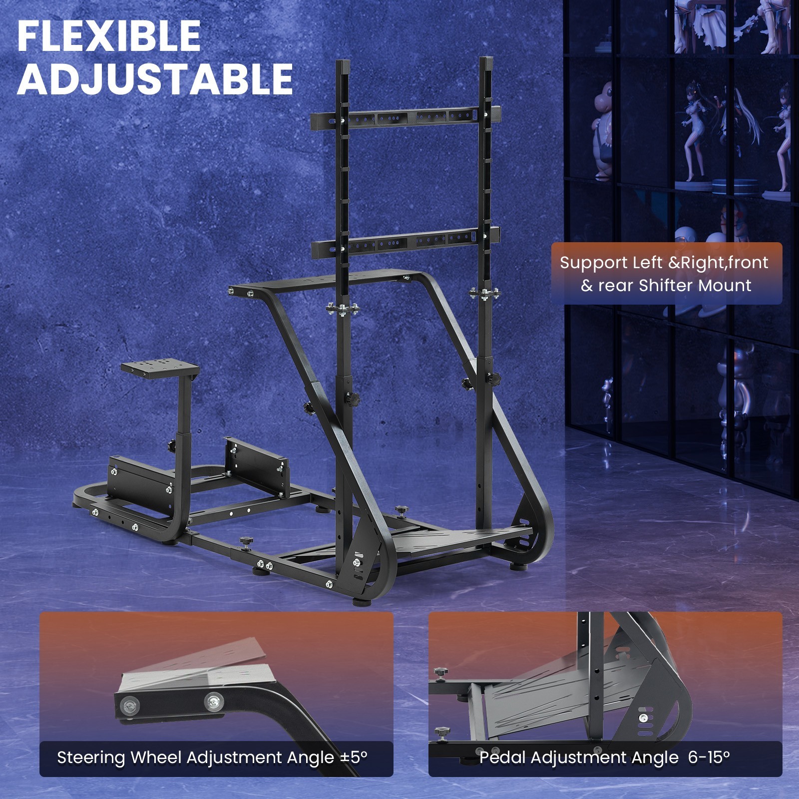 Minneer Racing Sim Cockpit Wheel Stand with Monitor Stand Fit Logitech Fanatec