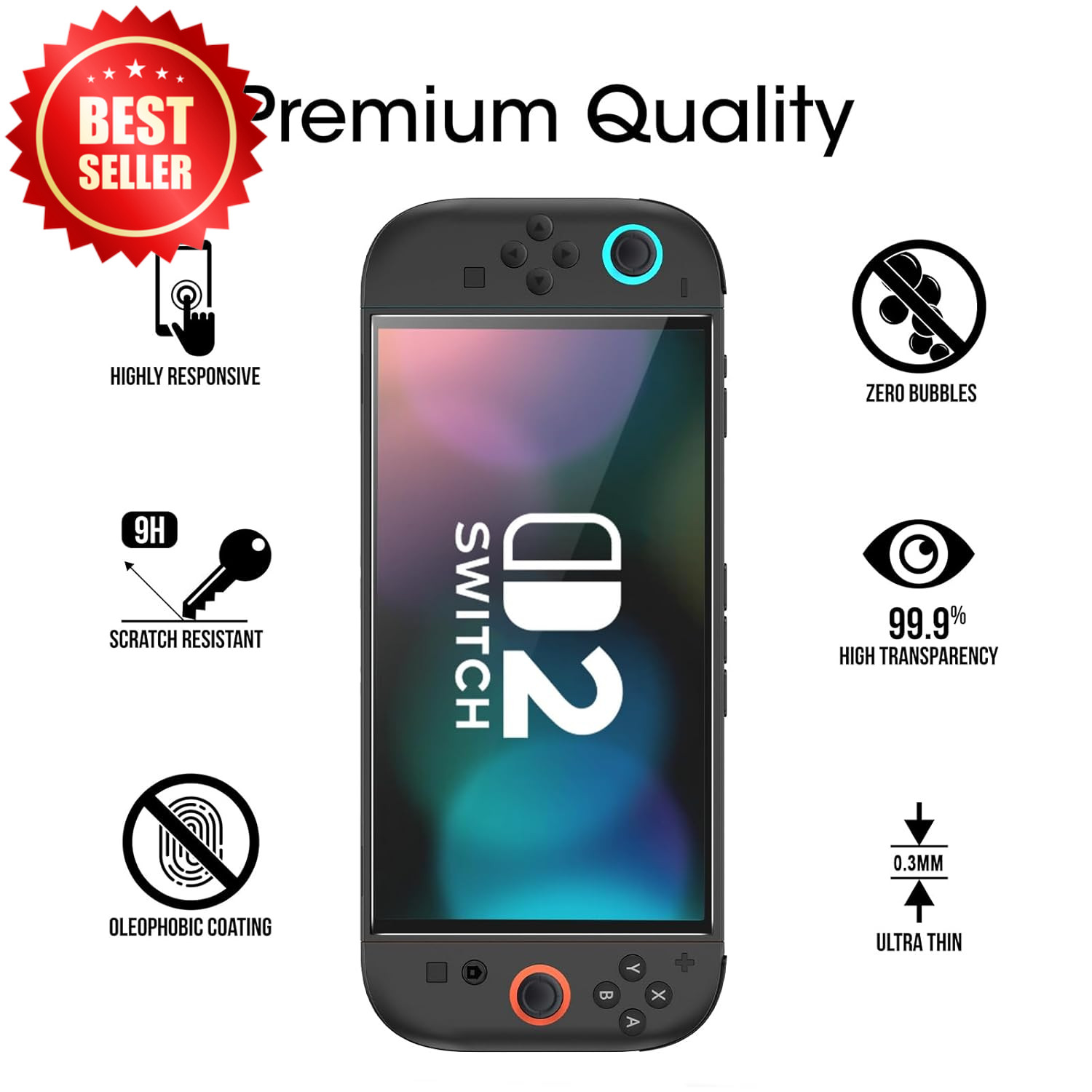 Auto-Alignment Nintendo Switch 2 Screen Protector 7.9″, 2-Pack, Anti-Scratch