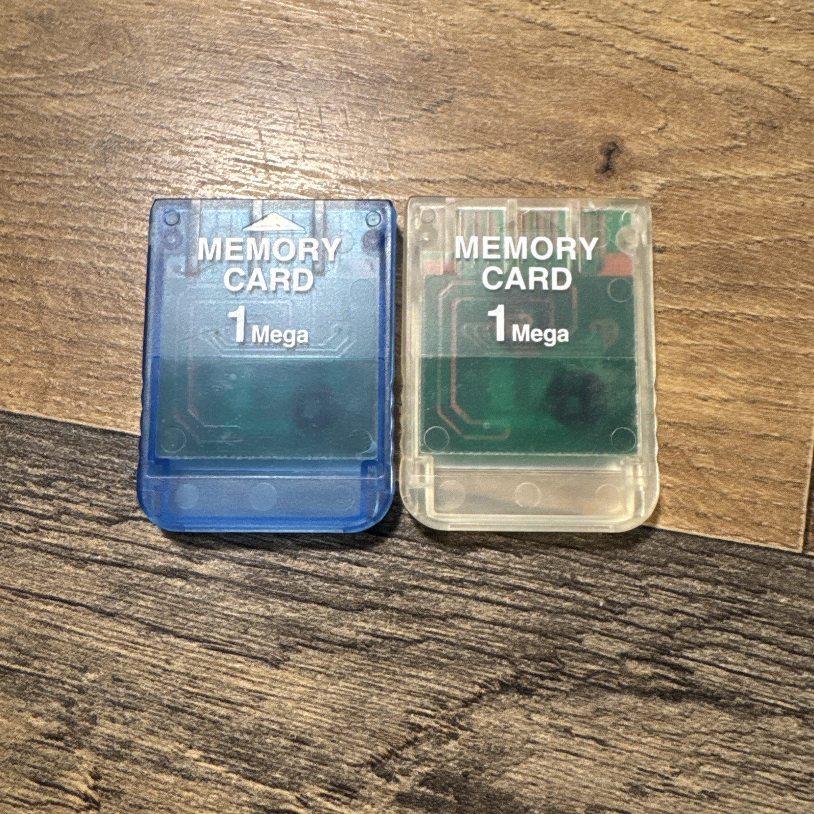 Memory Card for Sony Playstation PS1 1 Mega MB 2 Pack Clear & Blue Transparent