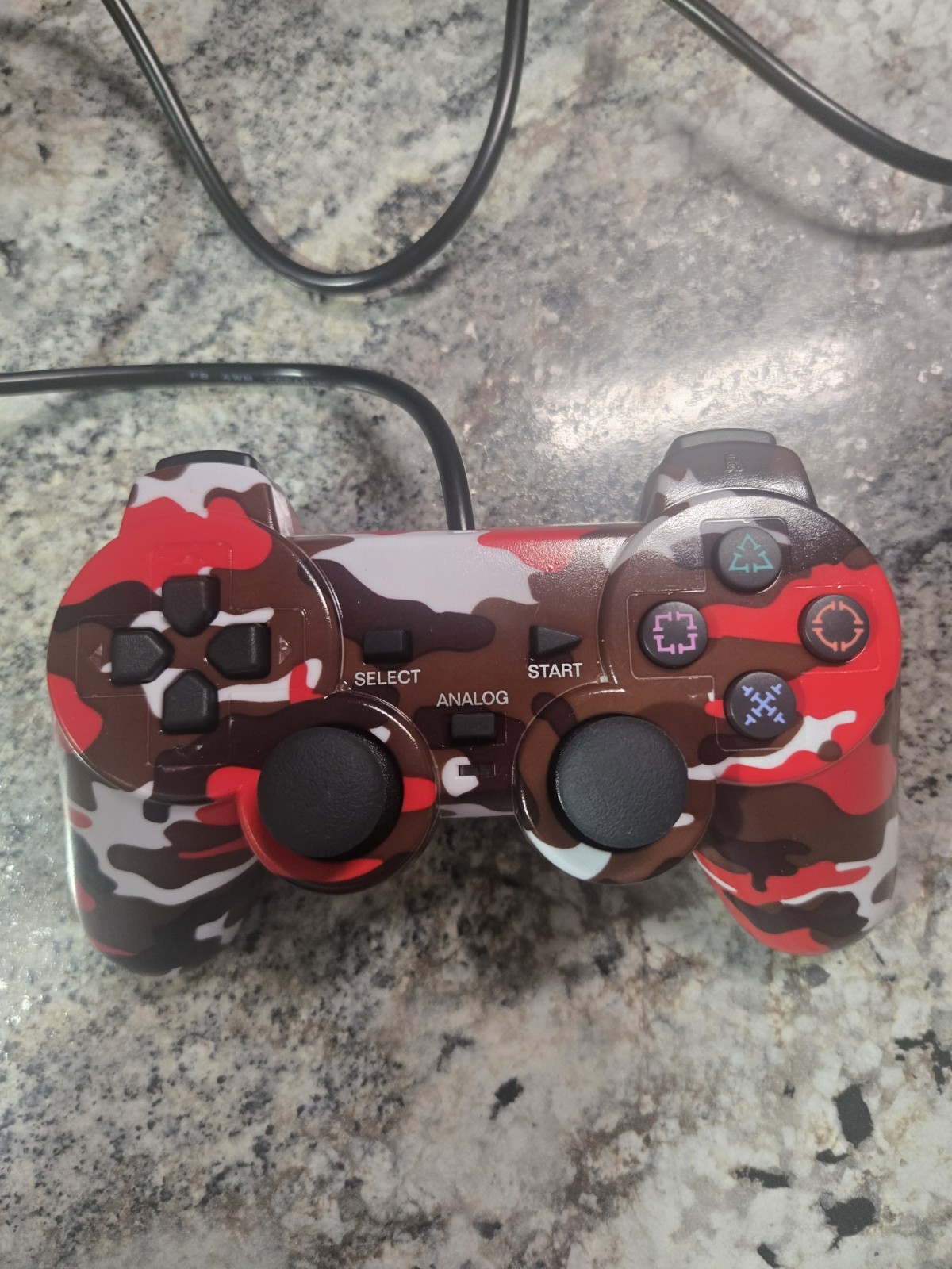 PlayStation 2 PS2 Wired Controller Red Camo Third Party — Tested