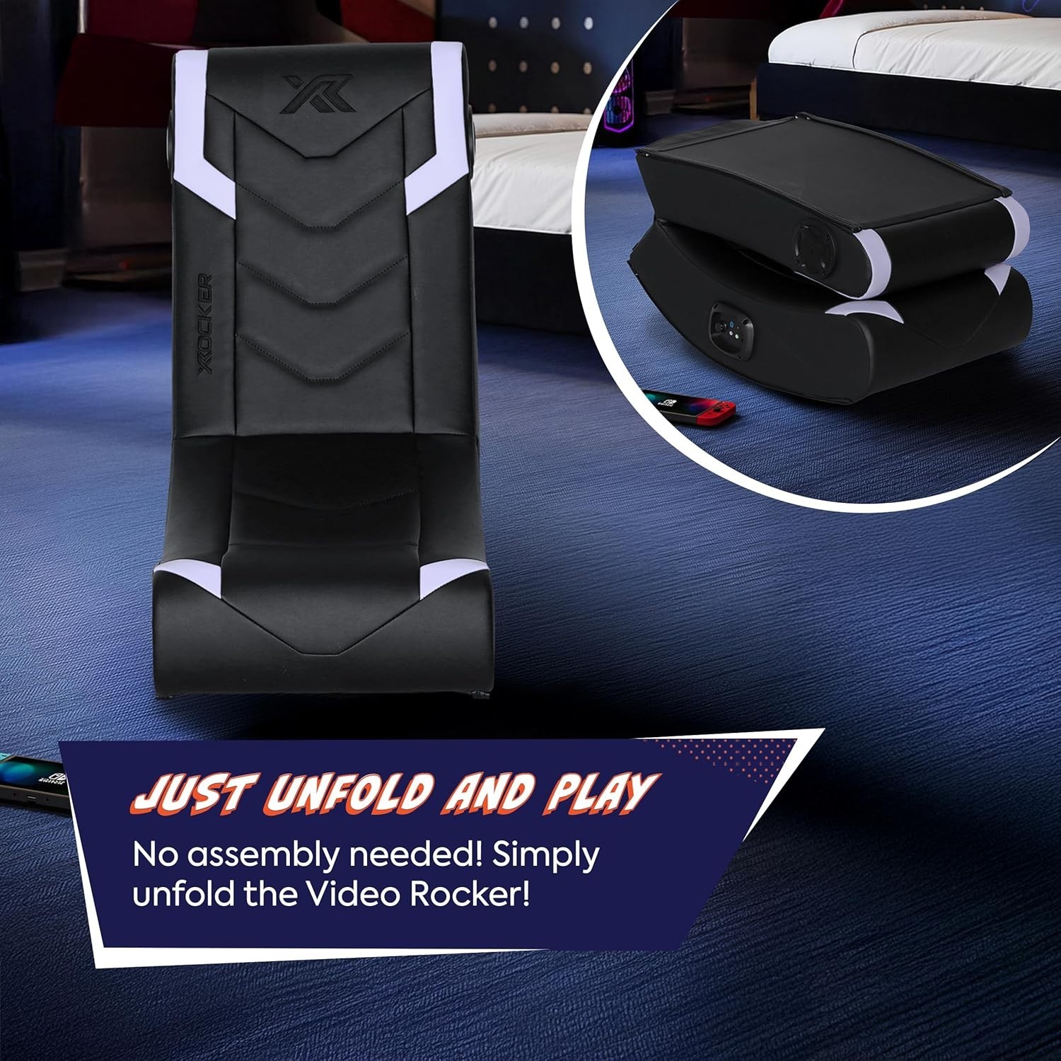 X Rocker Eclipse Video Gaming Chair Foldable Bluetooth w/ Built-In Speakers