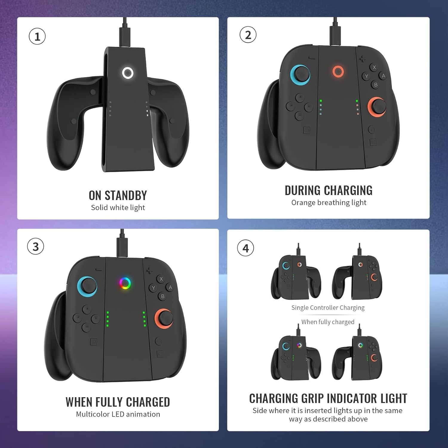 Lightweight Portable Joy-Con Charging Grip for Switch 2 & OLED – Magnetic & Fast