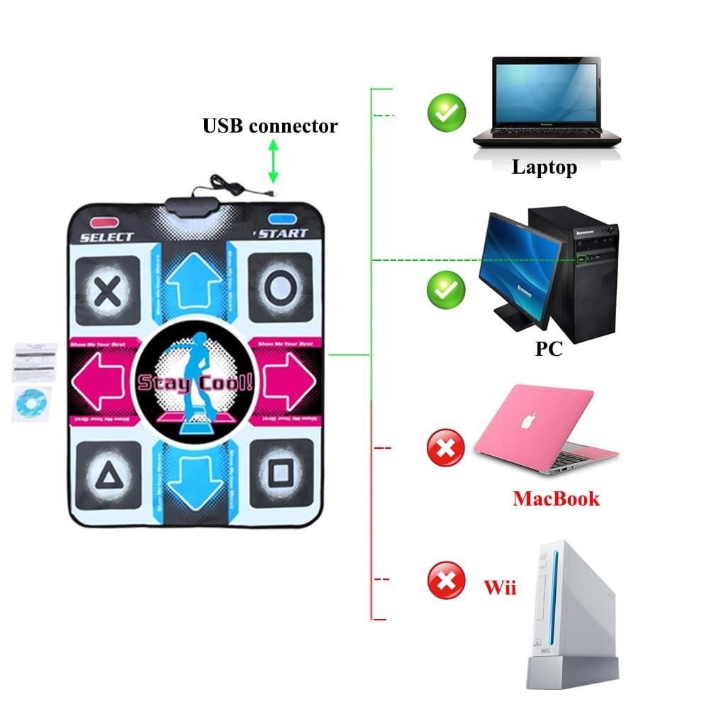 High-Quality USB Non-Slip Dance Mat for PC with 300 Songs – Dance Revolution