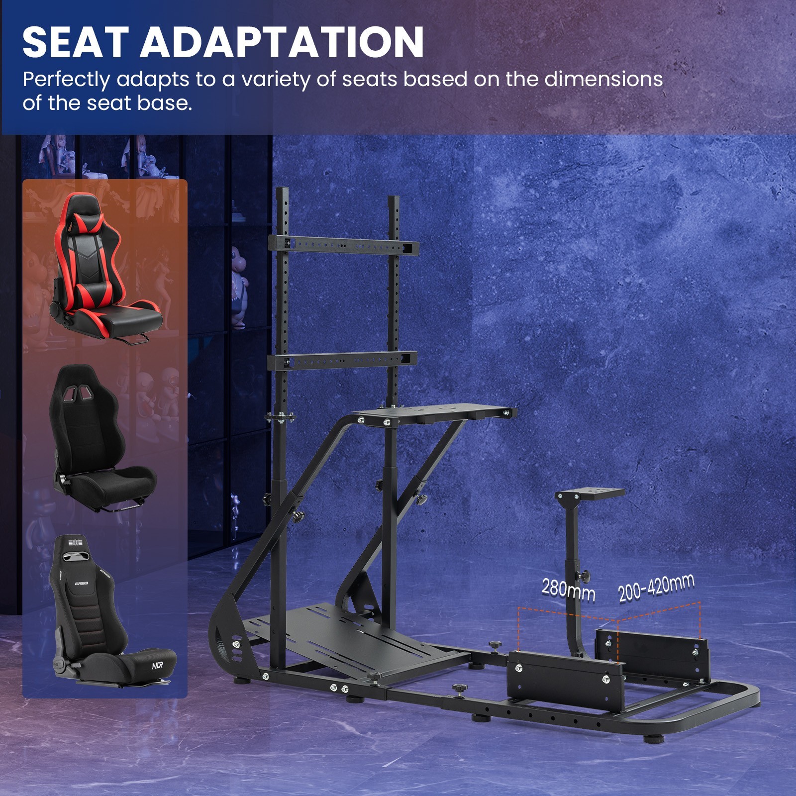 Minneer Racing Sim Cockpit Wheel Stand with Monitor Stand Fit Logitech Fanatec