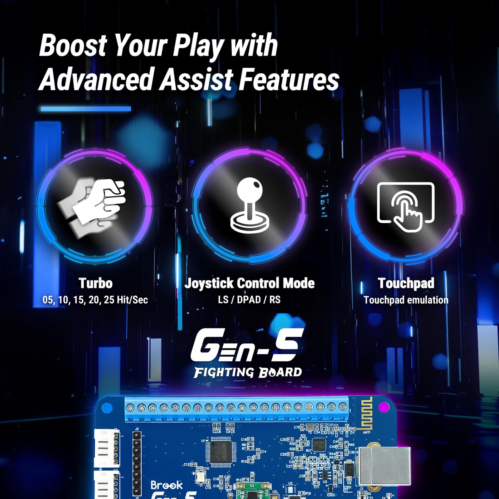Brook Gaming GEN 5 Wired Fighting Board – Compatible with PS5, PS4, NS, NS