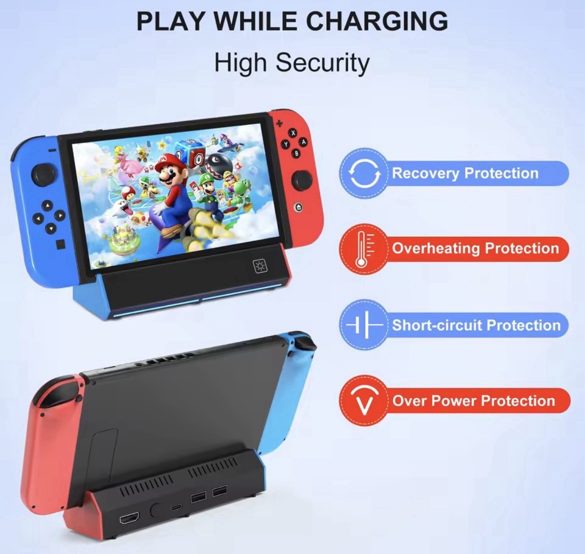 Nintendo Switch OLED Dock Station 4K HDMI USB-C Hub Charging Base Adapter