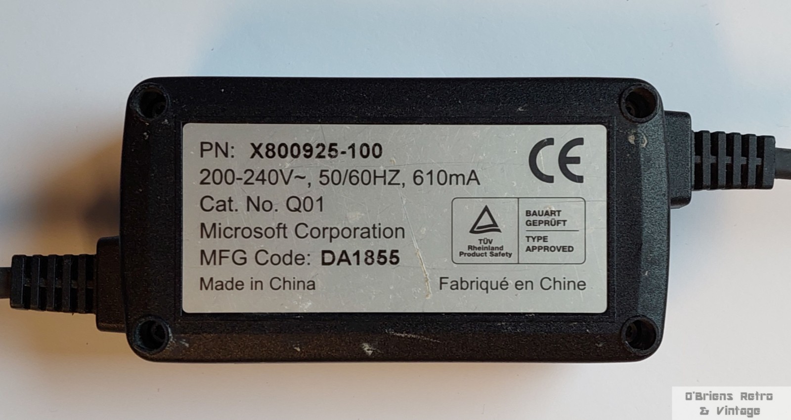 Microsoft Xbox Original Power Supply 200–240V – X800925‑100 – EU Plug – Working