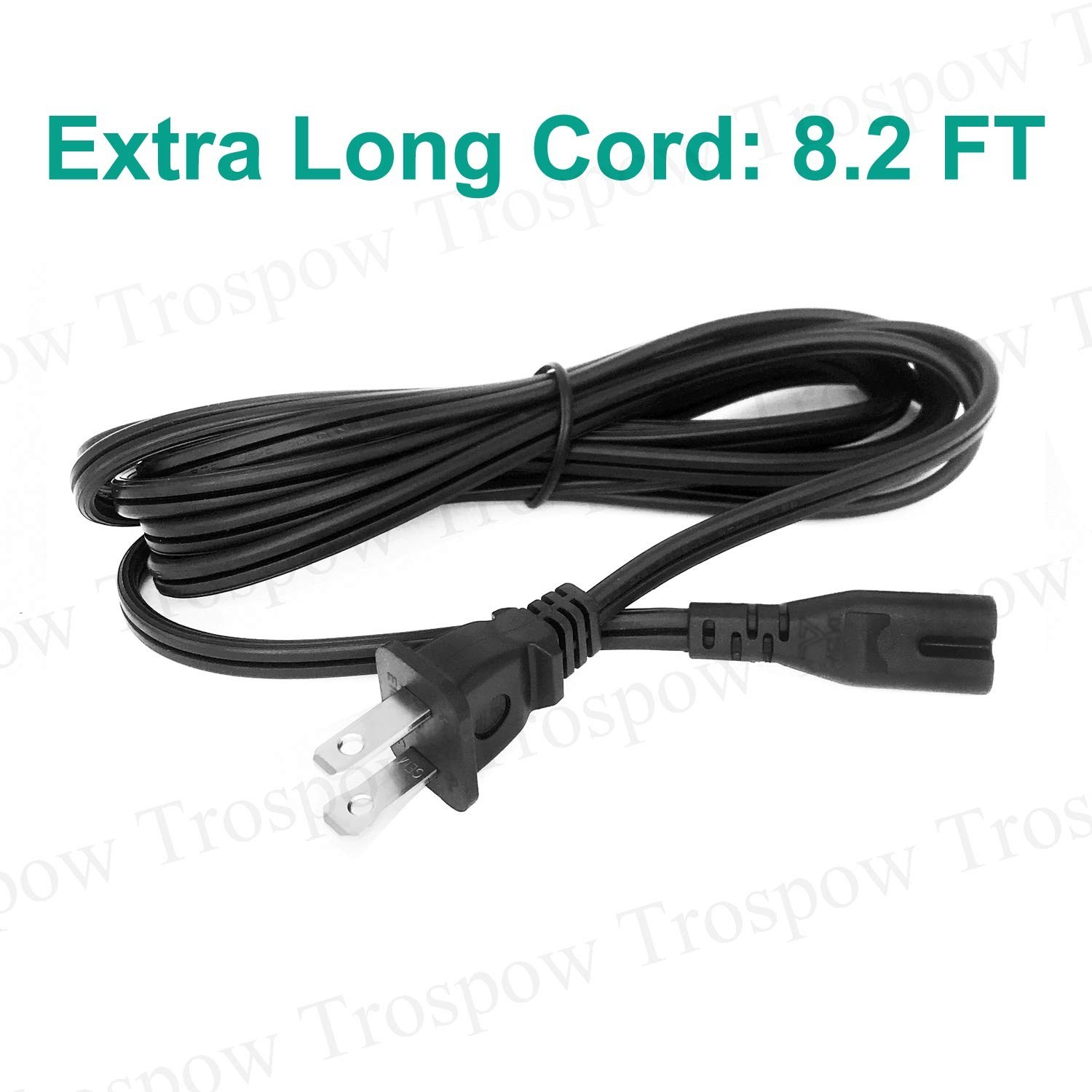 8.2ft 2 Prong AC Power Cord Replacement for PlayStation PS5 PS4 PS3 PS2 Slim Ada