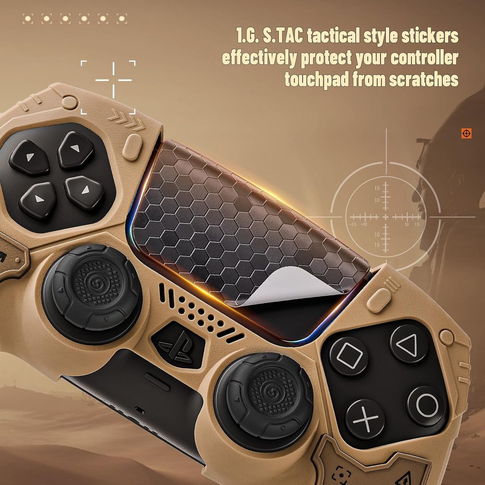 GeekShare G.S.TAC Tactical PS5 Controller Skin Case+Thumb Grips+Sticker Yellow