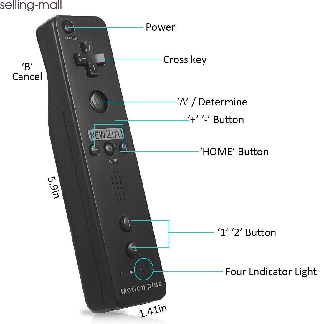 Built-in Motion Plus Wii Remote & Nunchuck Controller for Wii Wii U Console
