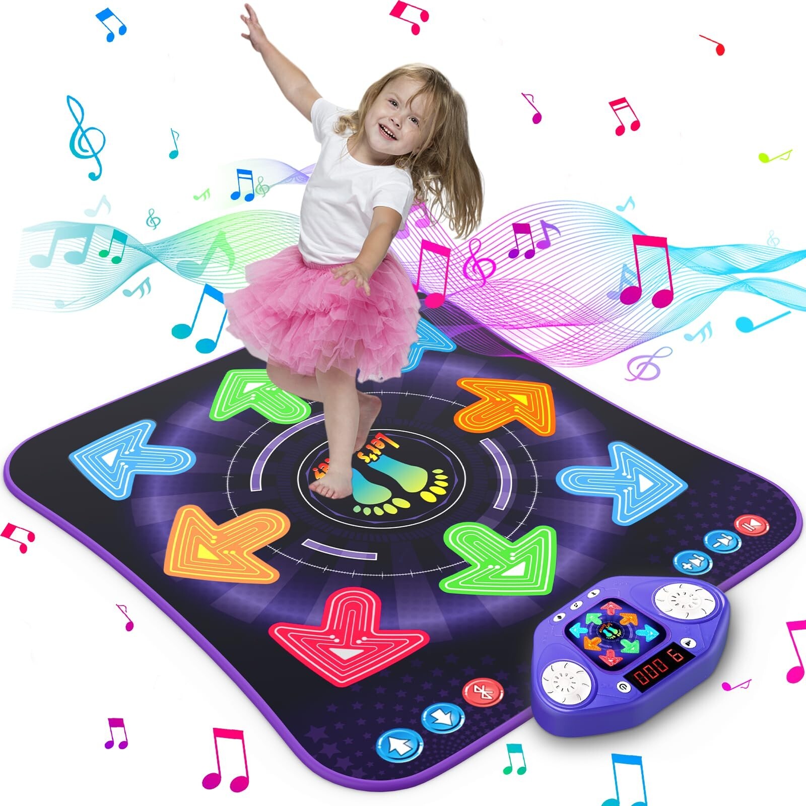 Dance Mat Toys for 3-12 Year Old Kids, Light Up 8 Buttons Dance Mats with Blu…