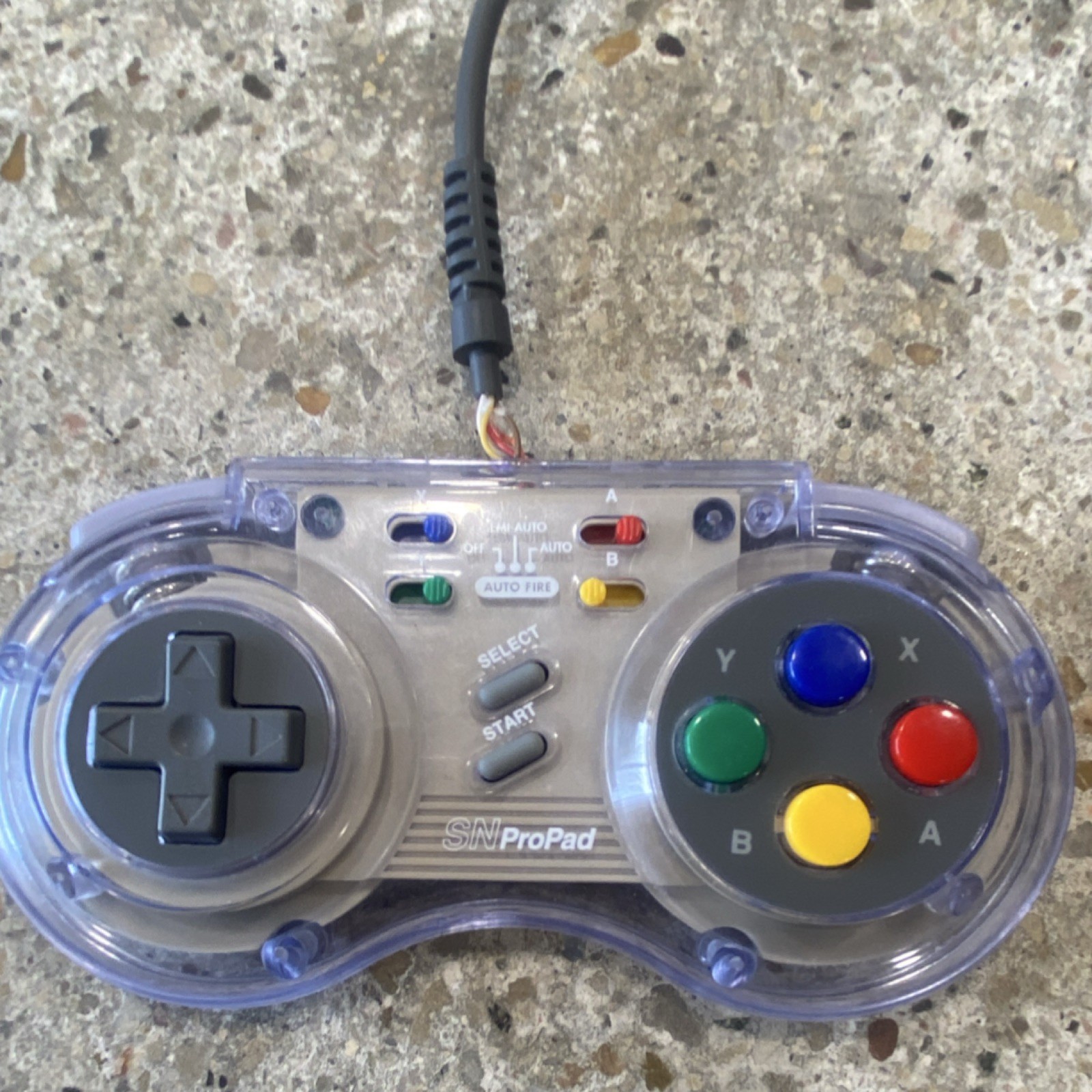 SN ProPad SNES Wired Controller Clear Gray Multicolor 8ft Auto Fire (UNTESTED)