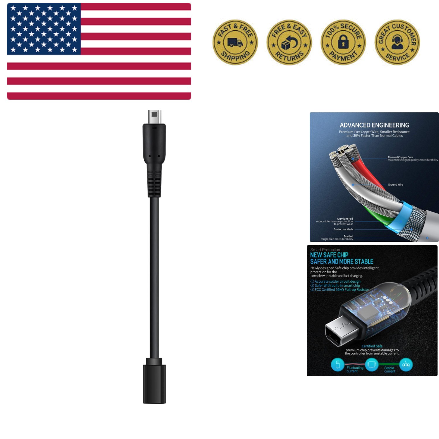 USB Type-C Charger Charging Cable Adapter for 3DS XL/3DS LL/New 3DS/3DS XL/3D…