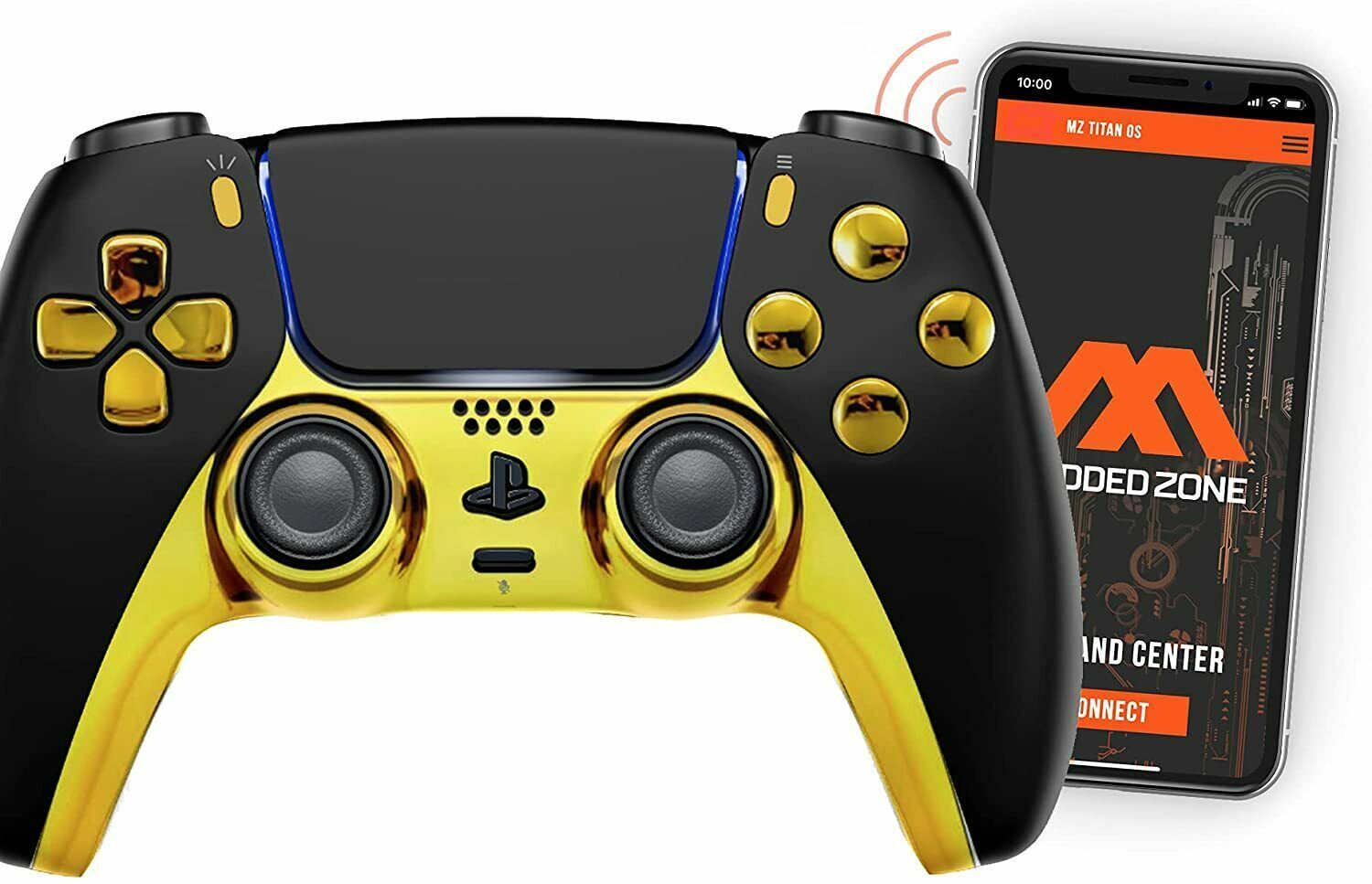 ModdedZone BLACK/GOLD Smart Rapid Fire Custom Modded Controller for PS5 FPS