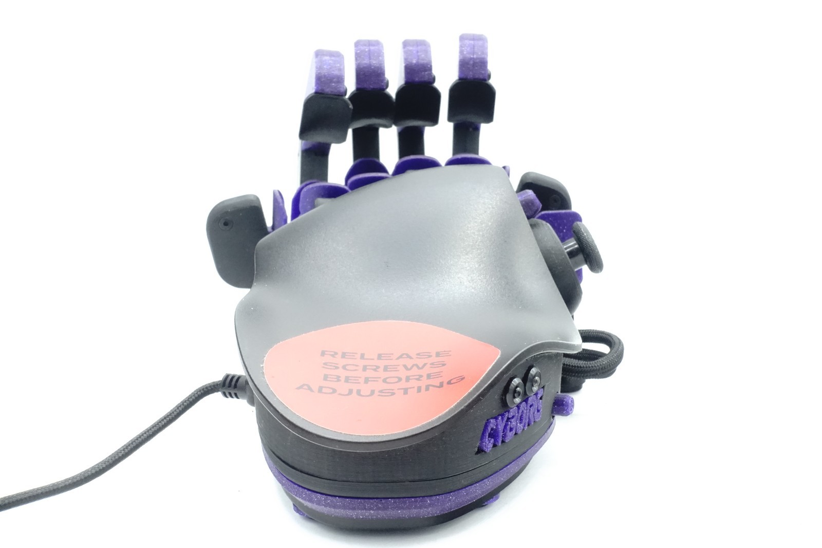 Azeron Cyborg Gaming Keypad With an Analog 360 Thumbstick Black Purple Left Hand
