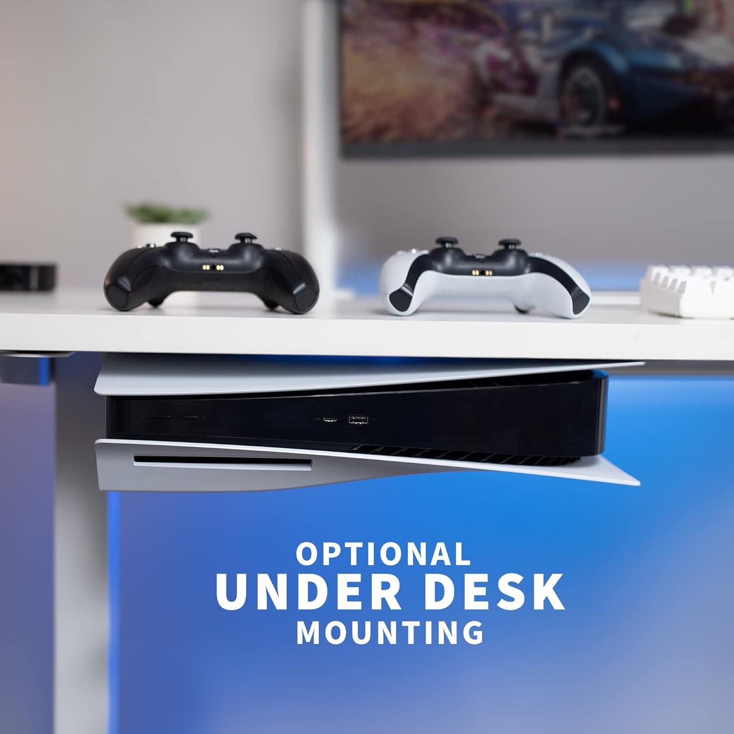 VIVO 2-in-1 Wall and Under Desk Mount Bracket Designed for PS5 White