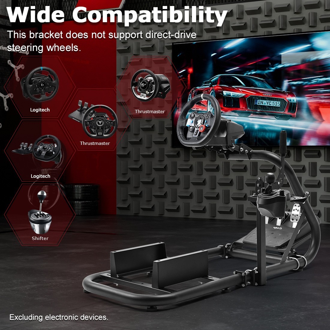 Zootopo Racing Simulator Cockpit Wheel Stand Fit Logitech G920 G923 Fanatec CSL