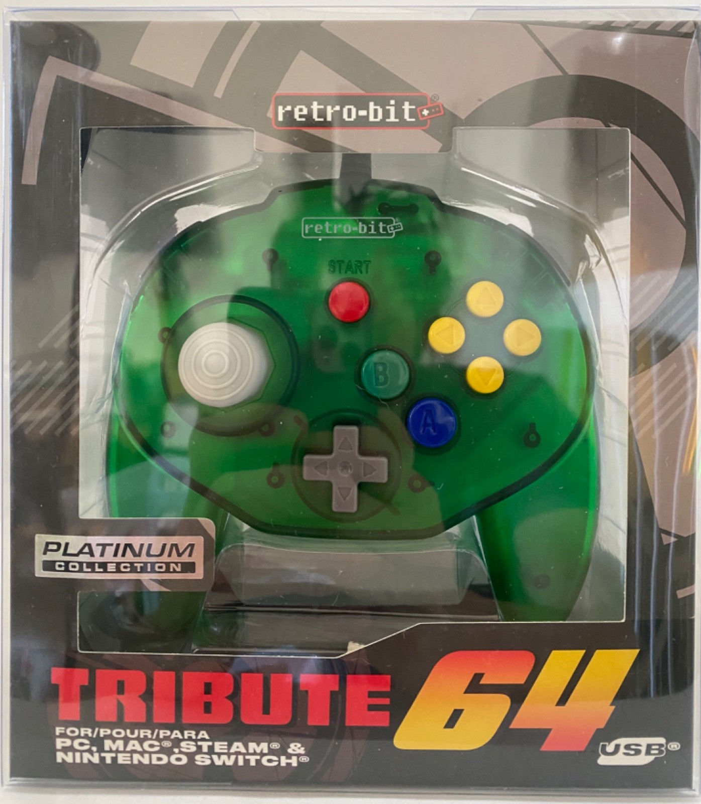 RETRO-BIT USB FOREST GREEN TRIBUTE64 WIRED N64 CONTROLLER PC MAC SWITCH