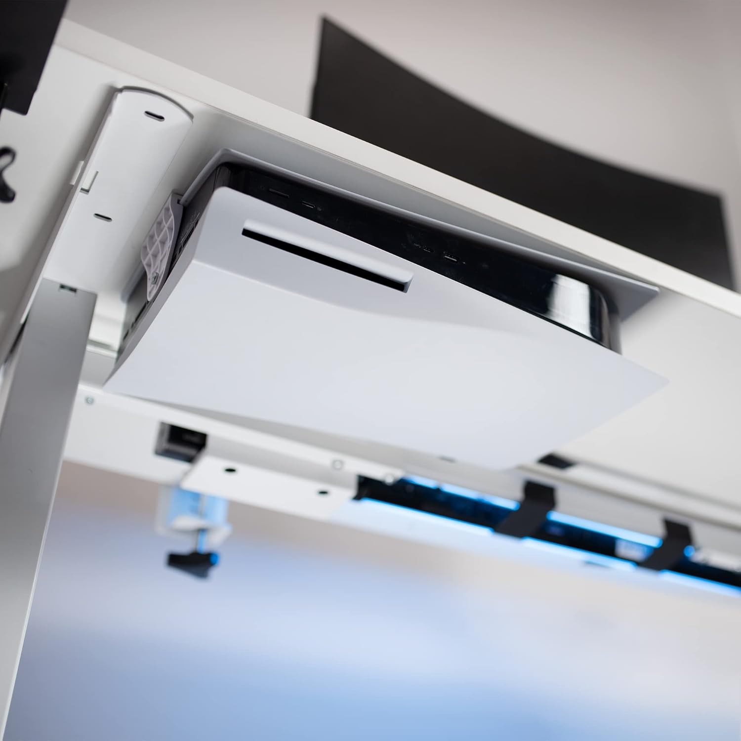 VIVO 2-in-1 Wall and Under Desk Mount Bracket Designed for PS5 White