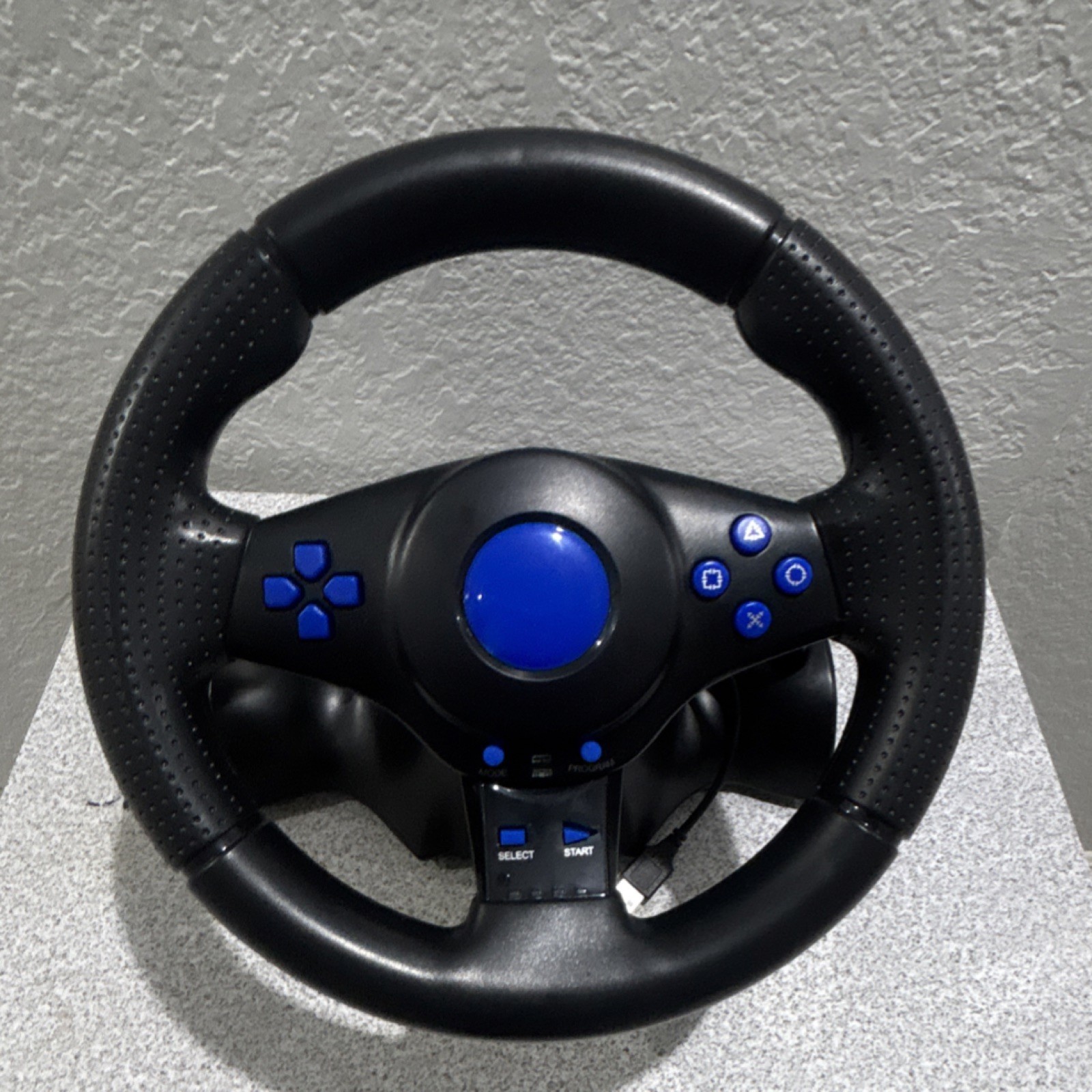 GT-V7 Ergonomic Racing Wheel Wired Controller for Sony PlayStation 1 Black Blue