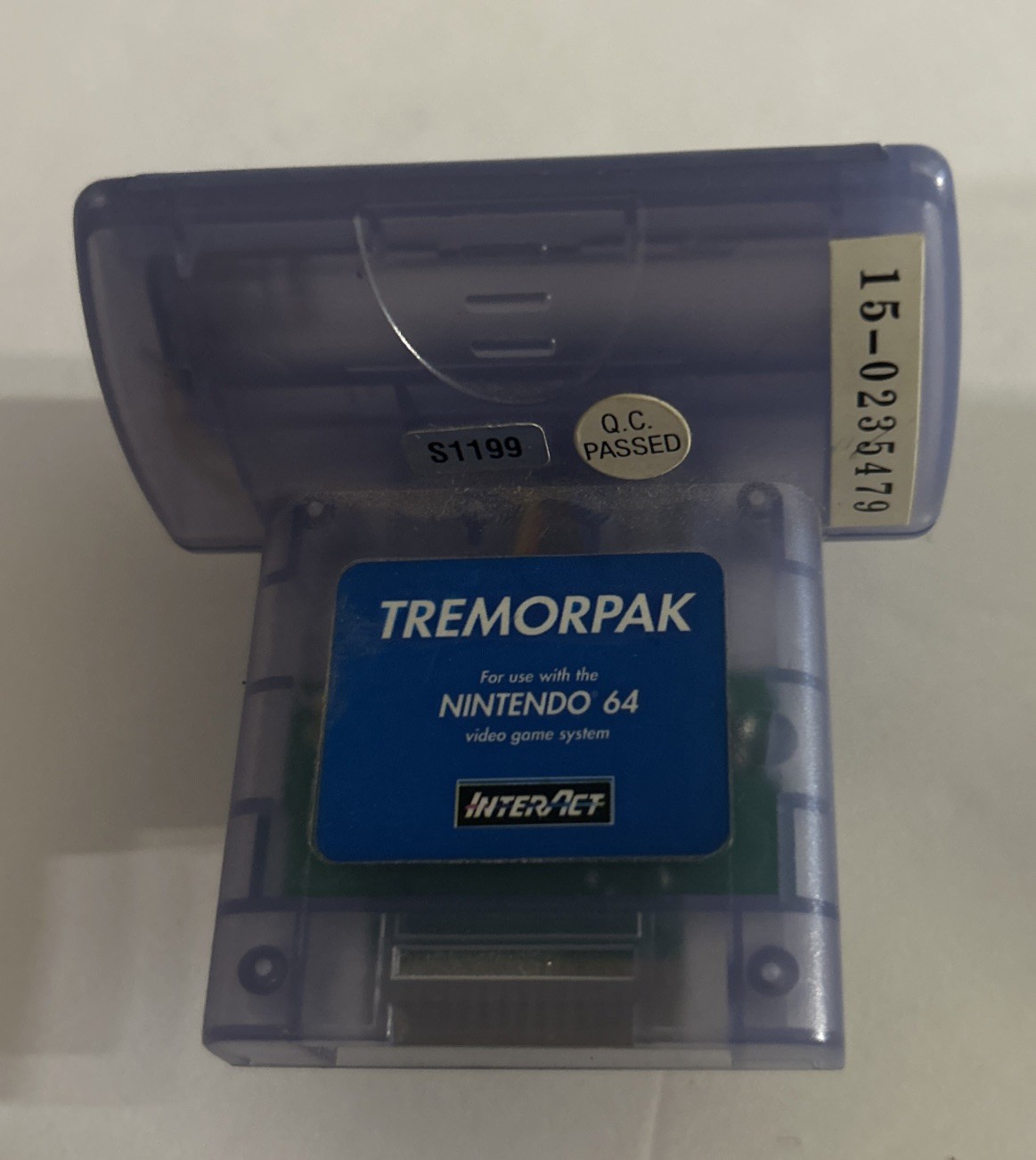Nintendo 64 Tremor Pak By InterAct Clear Blue TESTED
